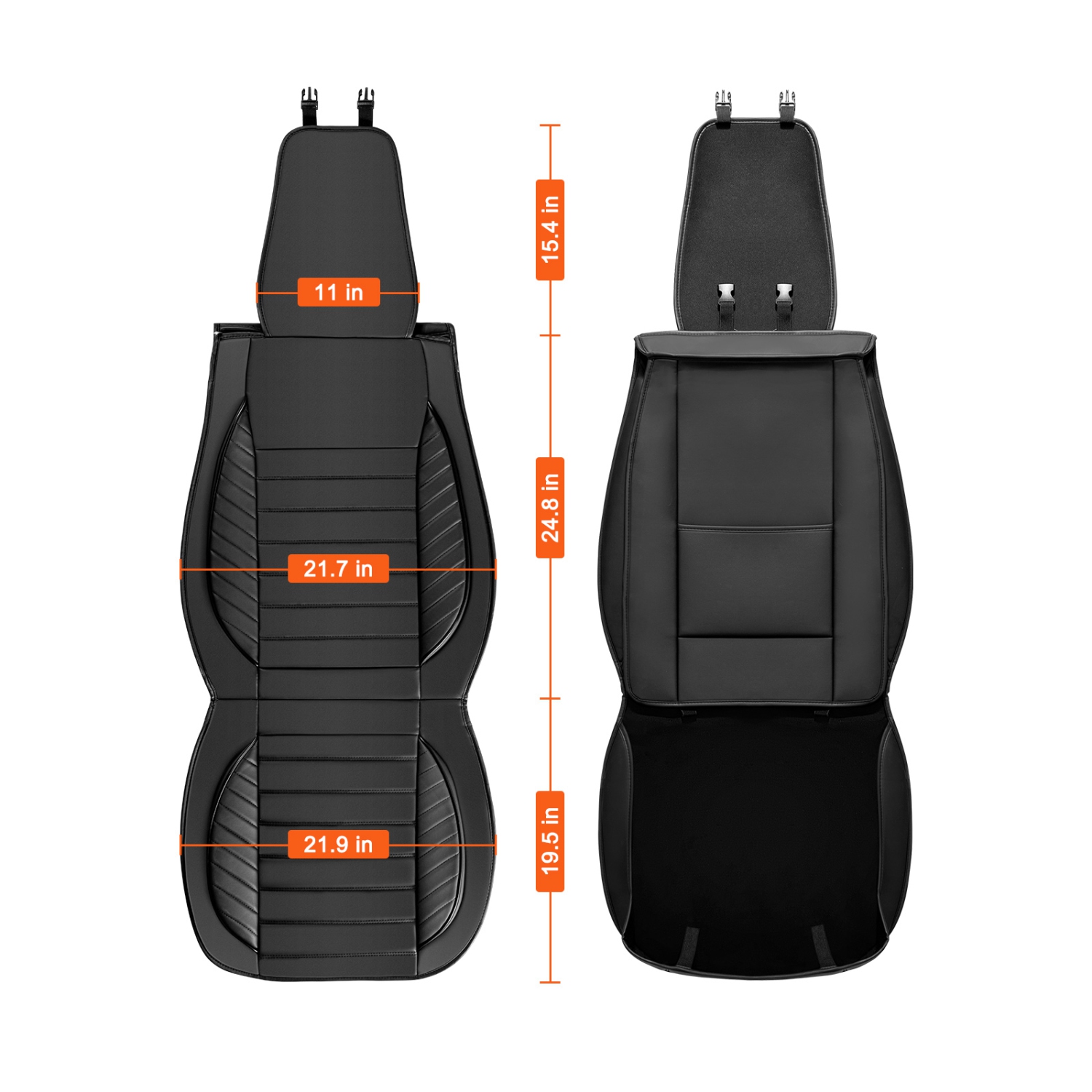 VEVOR Seat Covers, Universal Car Seat Covers Front Seats, 2pcs Faux Leather Seat Cover, Semi-enclosed Design, Detachable Headrest and Airbag