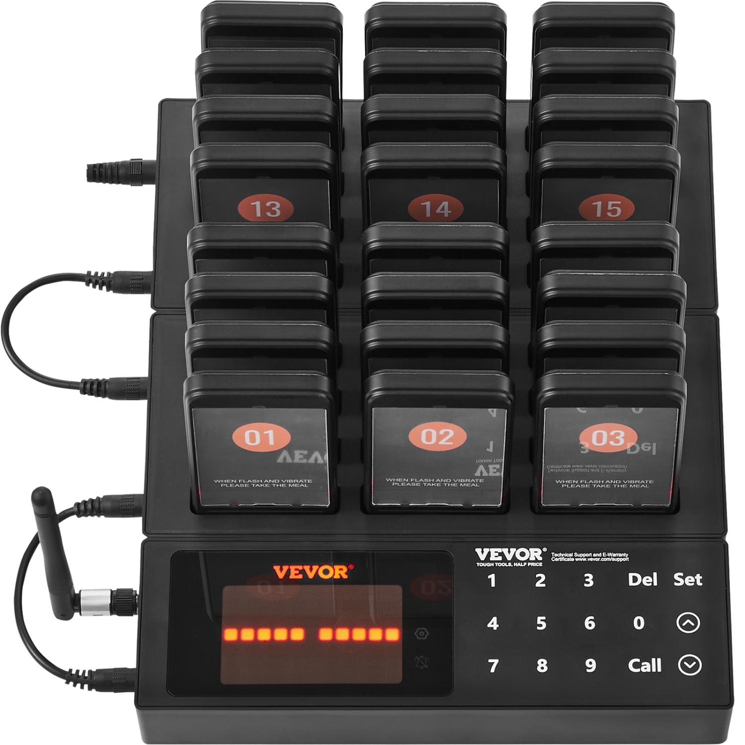 VEVOR 24 Restaurant Pager System, Wireless 400m Long Range Lineup Waiting Queue Signal, Guest Customer Calling Beepers with Vibration & Flashing, for