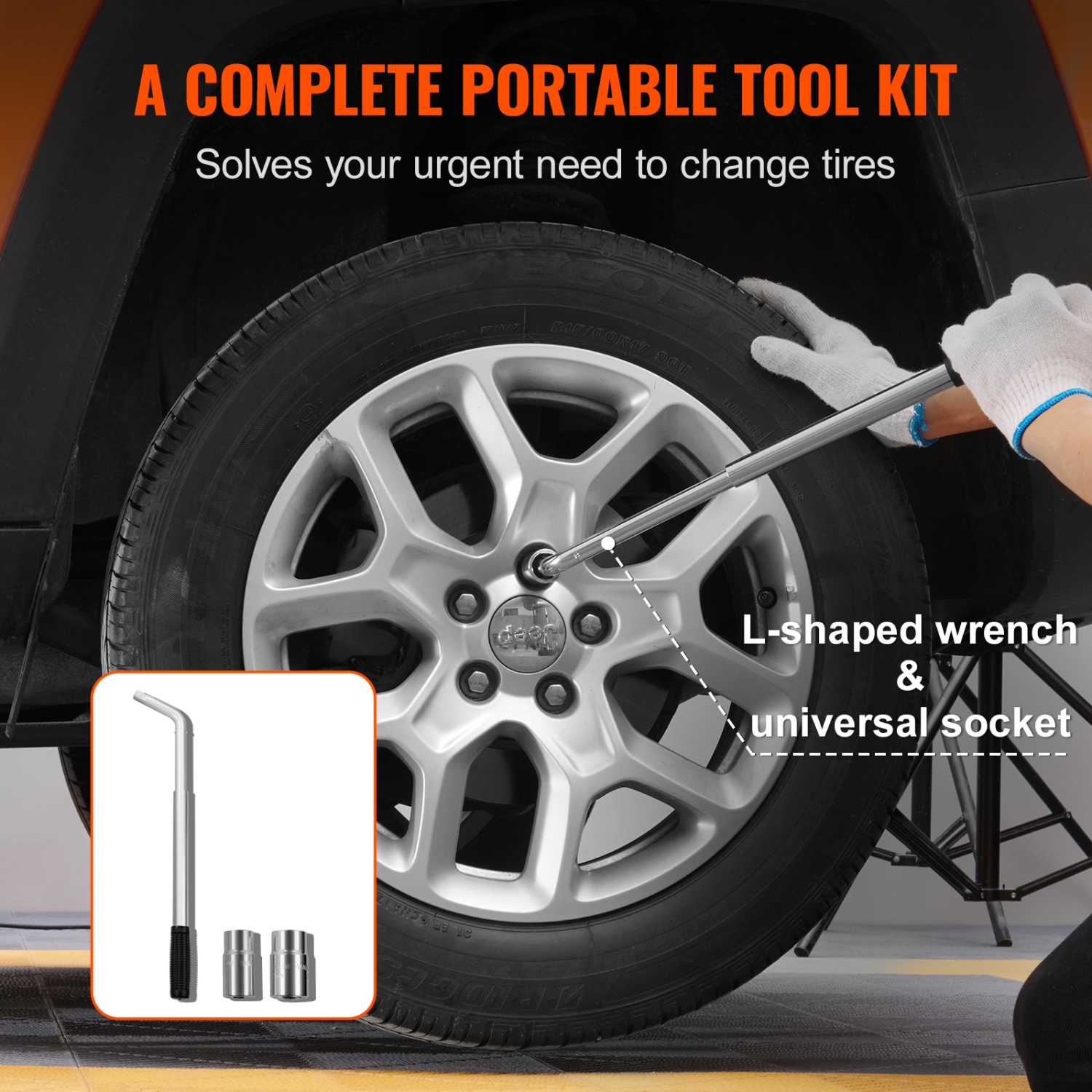 Cric à ciseaux VEVOR, cric à ciseaux de 1 tonnes/5512&nbsp;lb, cric élévateur à ciseaux de 3,7 à 17&nbsp;po avec poignée à cliquet et clé en L, cric