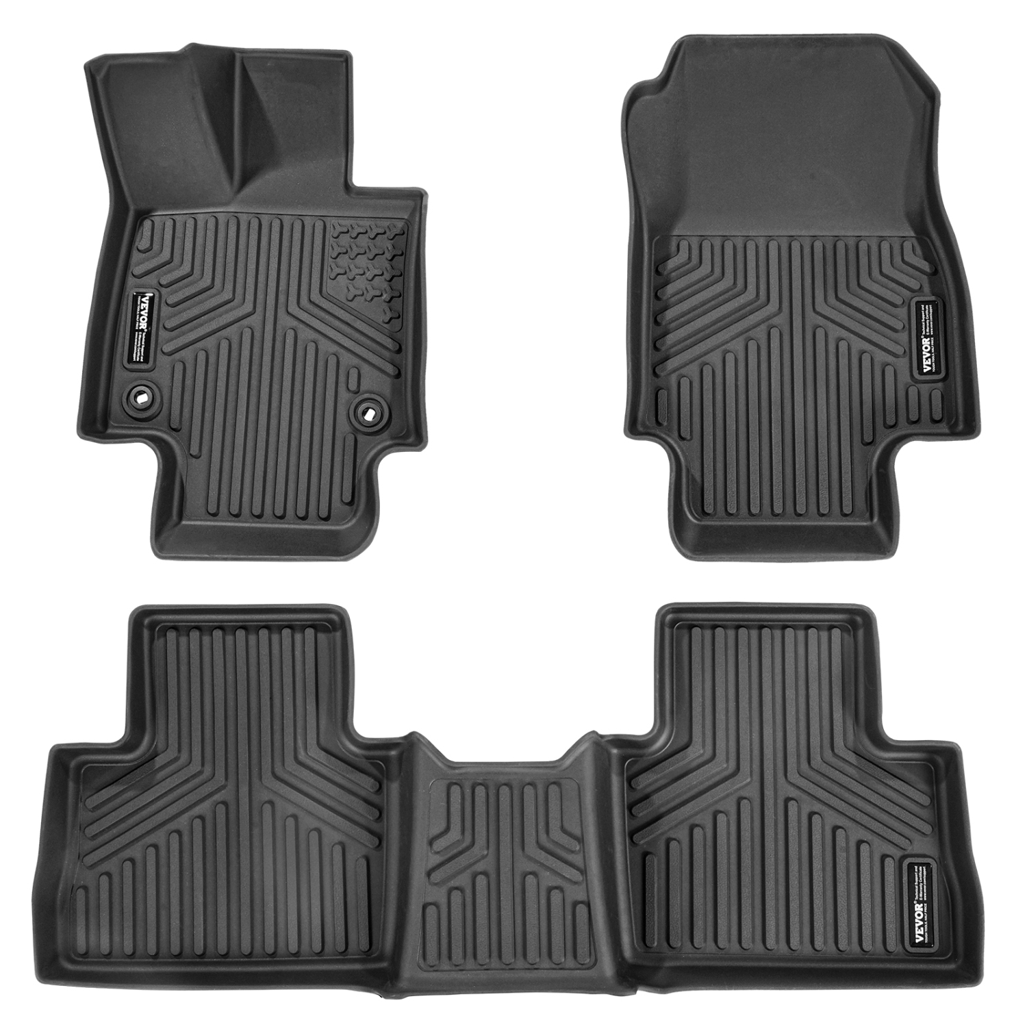 VEVOR Automotive Floor Mats, Fits for Toyota RAV4 2019-2024, 3 pcs Front and 2nd Row Liners, All Weather Custom Fit TPE Vehicle Floor Mats, for SUV,