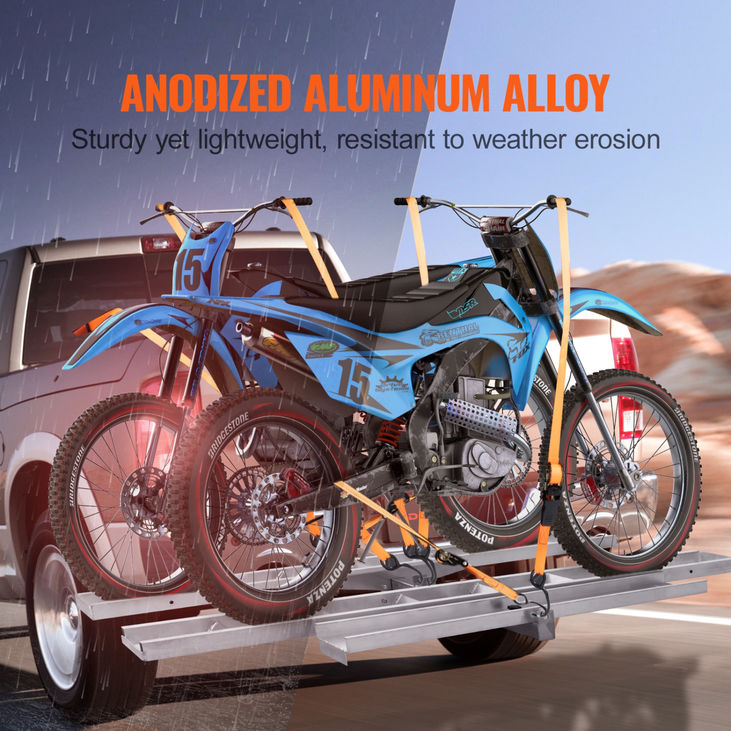 Porte-moto VEVOR, support d'attelage en aluminium pour 2 vélos de 600 LB, support de remorque pour moto tout-terrain pour trottinette, sangles à