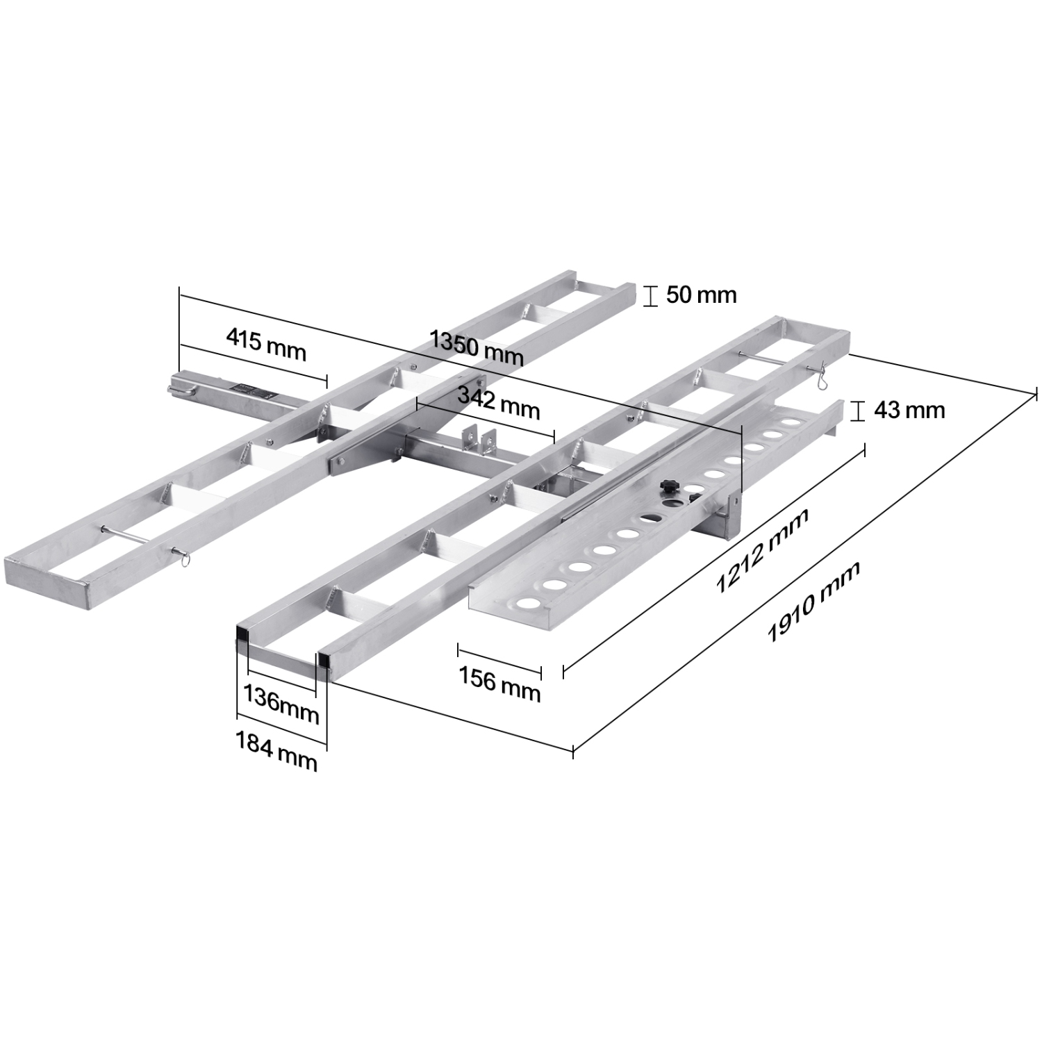 Porte-moto VEVOR, support d'attelage en aluminium pour 2 vélos de 600 LB, support de remorque pour moto tout-terrain pour trottinette, sangles à