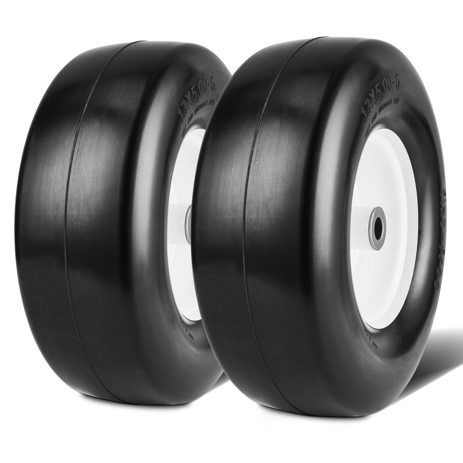 VEVOR Lawn Mower Tires with Rim, 13x5-6" Tubeless Tractor Tires, 2-Pack Tire and Wheel Assembly, Flat-free PU Tires, 3.25"-5.9" Centered Hub, 3/4"