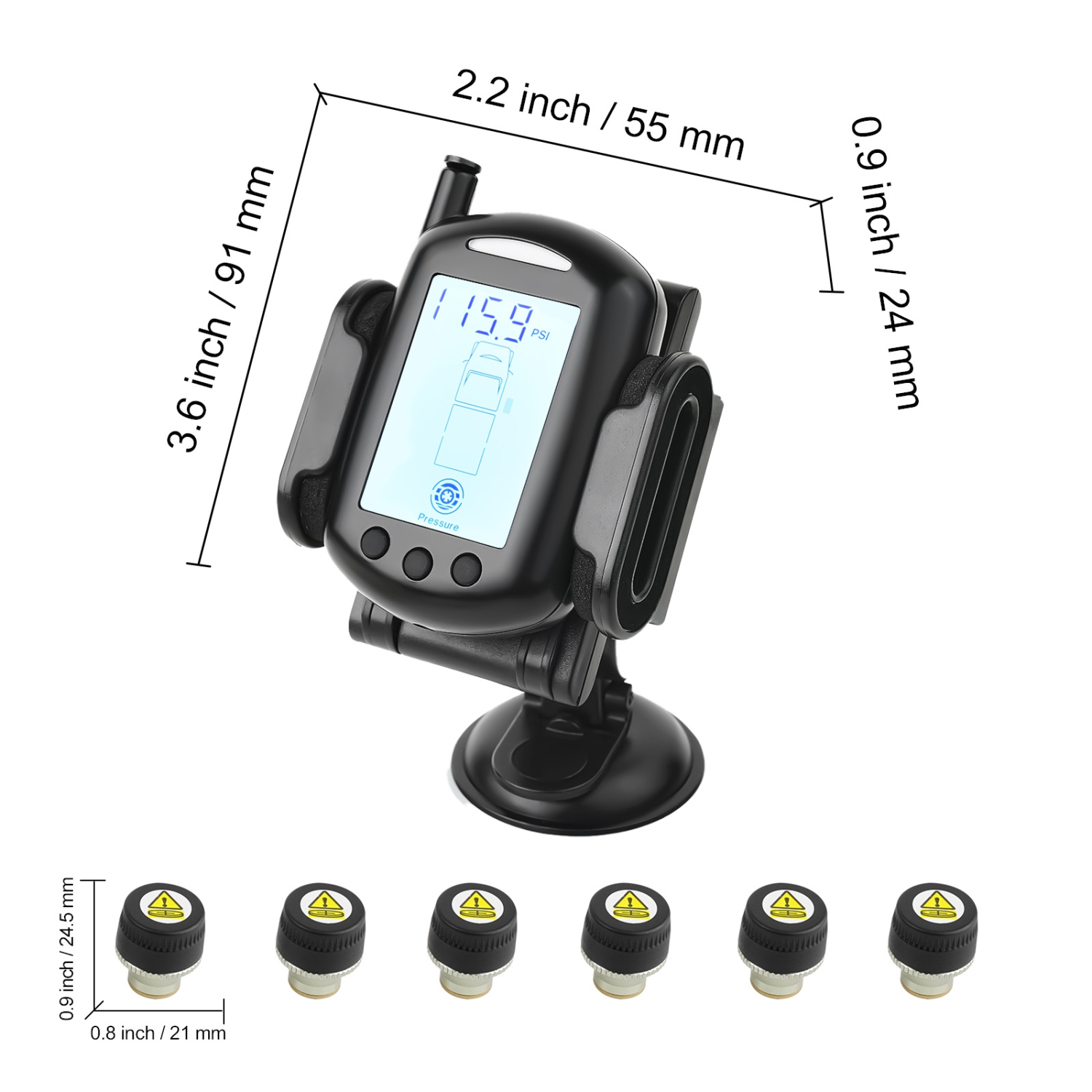 VEVOR RV Tire Pressure Monitoring System, 0-199 PSI Trailer TPMS, Universal Wireless Car Alarm System, Waterproof TPMS Sensors Set with 6 Sensors, 7