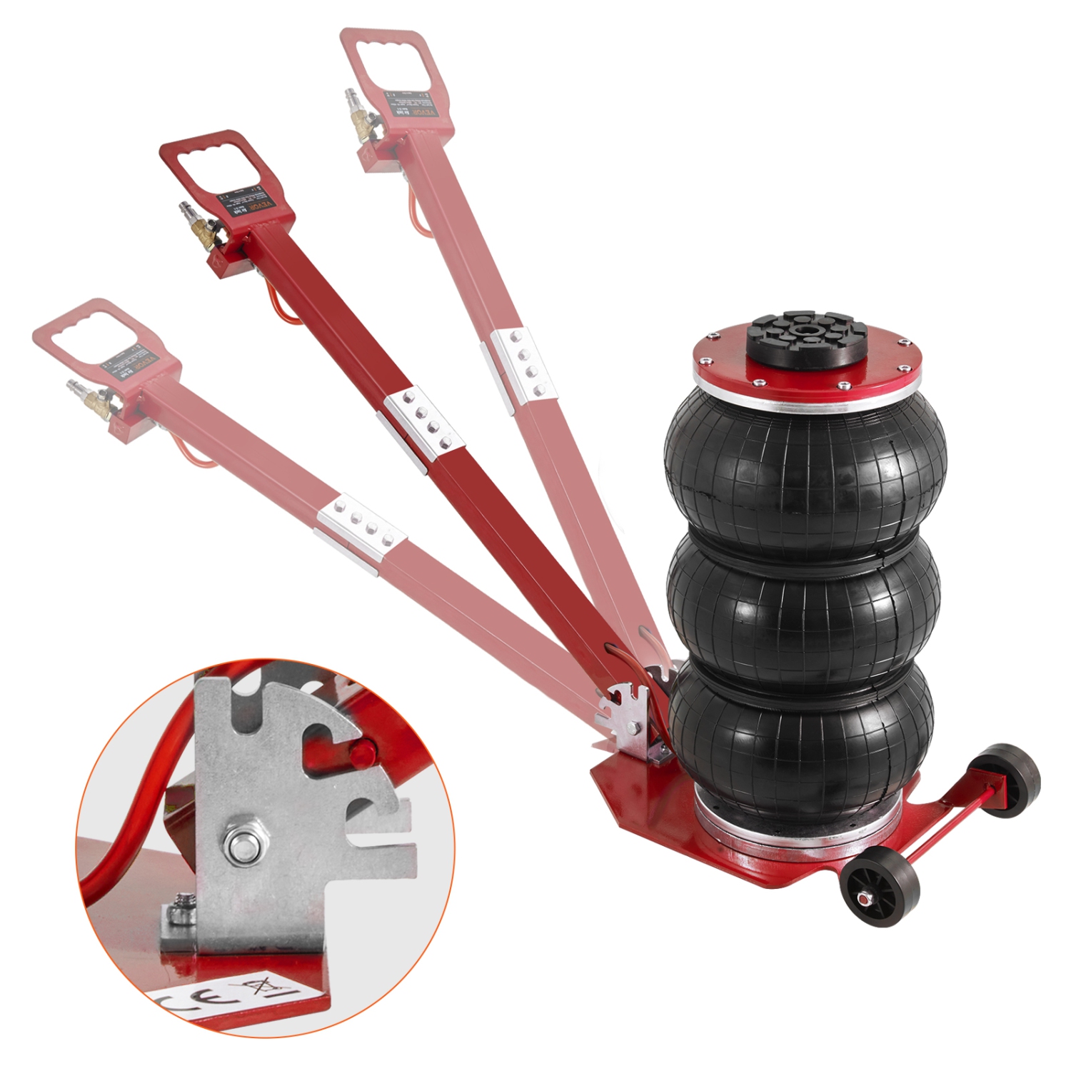 VEVOR Air Jack, 3 Ton/6600 lbs Triple Bag Air Jack, Airbag Jack with Six Steel Pipes, Lift up to 17.7", 3-5 s Fast Lifting Pneumatic Jack, with