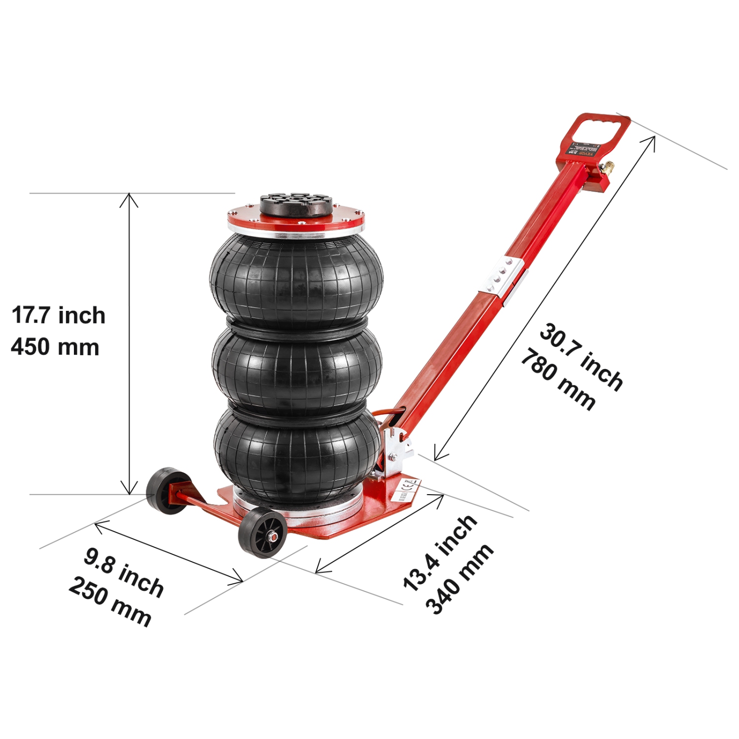VEVOR Air Jack, 3 Ton/6600 lbs Triple Bag Air Jack, Airbag Jack with Six Steel Pipes, Lift up to 17.7", 3-5 s Fast Lifting Pneumatic Jack, with