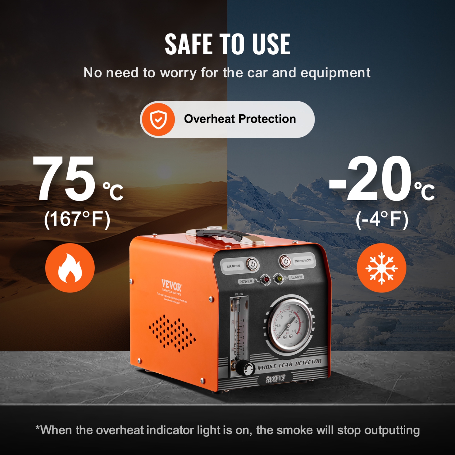 VEVOR Automotive Smoke Machine Leak Detector, EVAP Smoke Machine Leak Tester with Built-in Air Pump, Pressure Gauge&Flow Meter, Dual-Mode Diagnostic