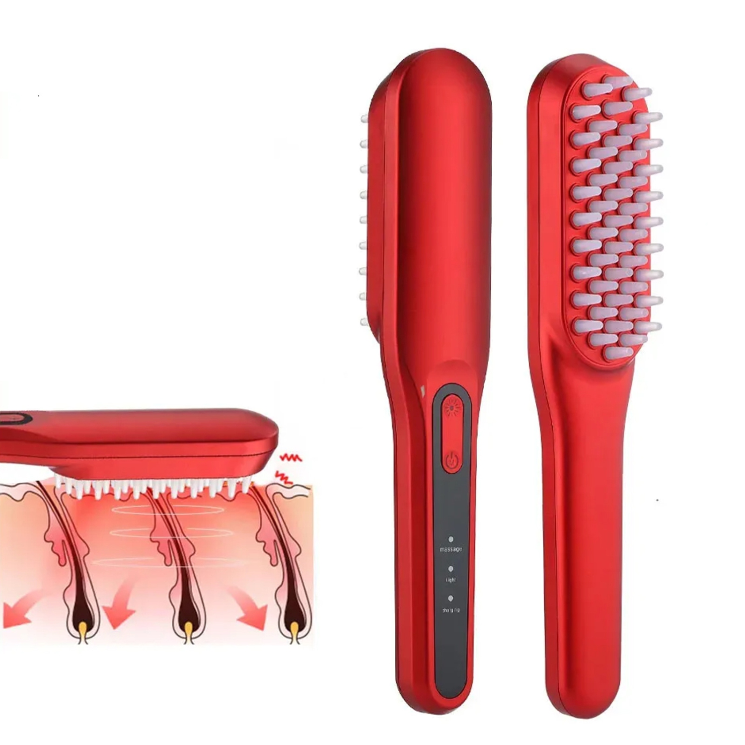 Red & Blue Light Therapy Hair Growth Comb,Handheld Electric Massage Comb,Hair Care Comb Head Massager for Women Men