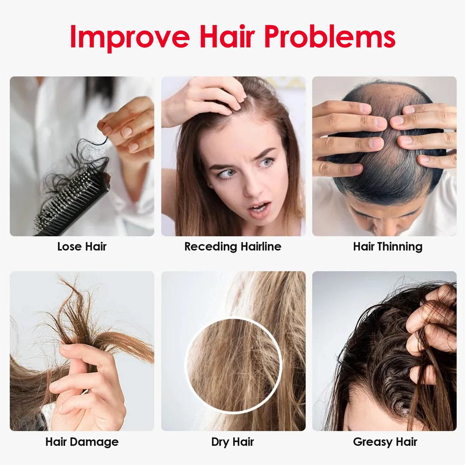 Red & Blue Light Therapy Hair Growth Comb,Handheld Electric Massage Comb,Hair Care Comb Head Massager for Women Men