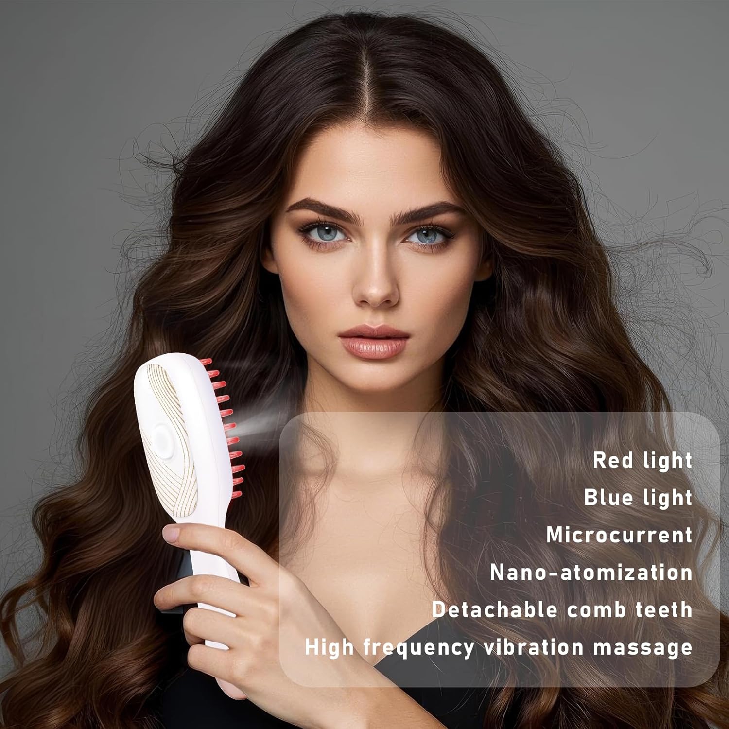 Electric Hair Steamer Brush,Microcurrent Massage Comb for Head,Red & Blue Light Hair Care,Vibration Scalp Massage Atomization Comb