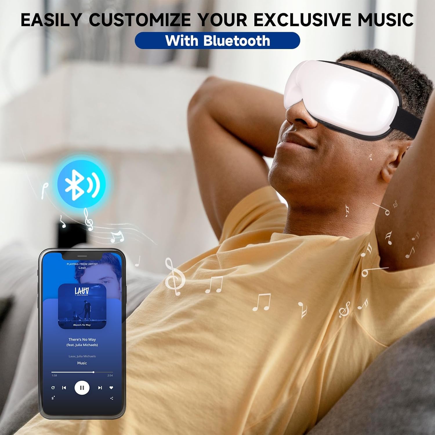 Masseur pour les yeux avec chaleur et vibration, masque pliable pour les yeux, masseur chauffant pour les yeux pour le soulagement de la fatigue,