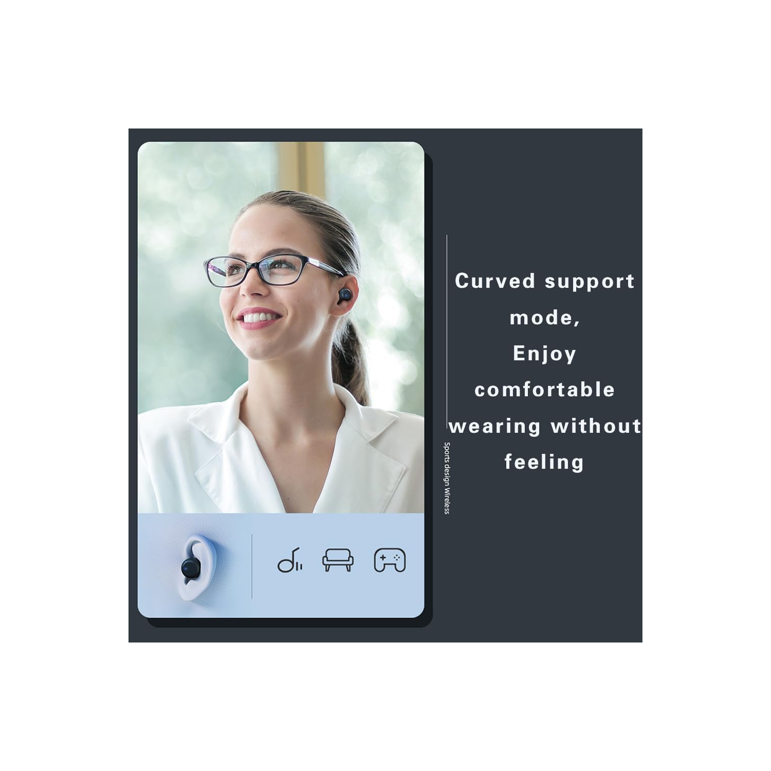 Bluetooth 5,3 Écouteurs bouton Crochet auriculaire 6 heures d'écoute Temps Sports Étanches Écouteurs boutons 100 % sans fil conçus pour le sport Gym