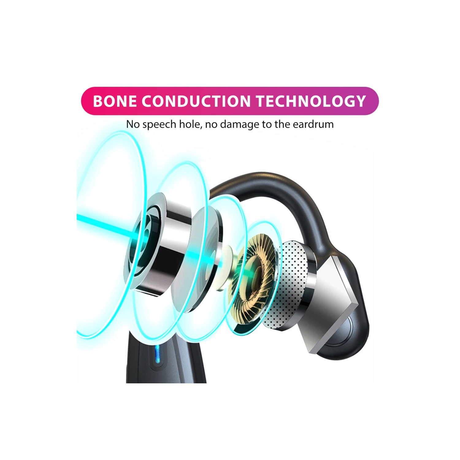 Wireless Bone Conduction Headphones, Open-Ear Bluetooth Sports Headphones with Built-in Mic, Sweat Resistant Earphones for Workout, Running, Gym,