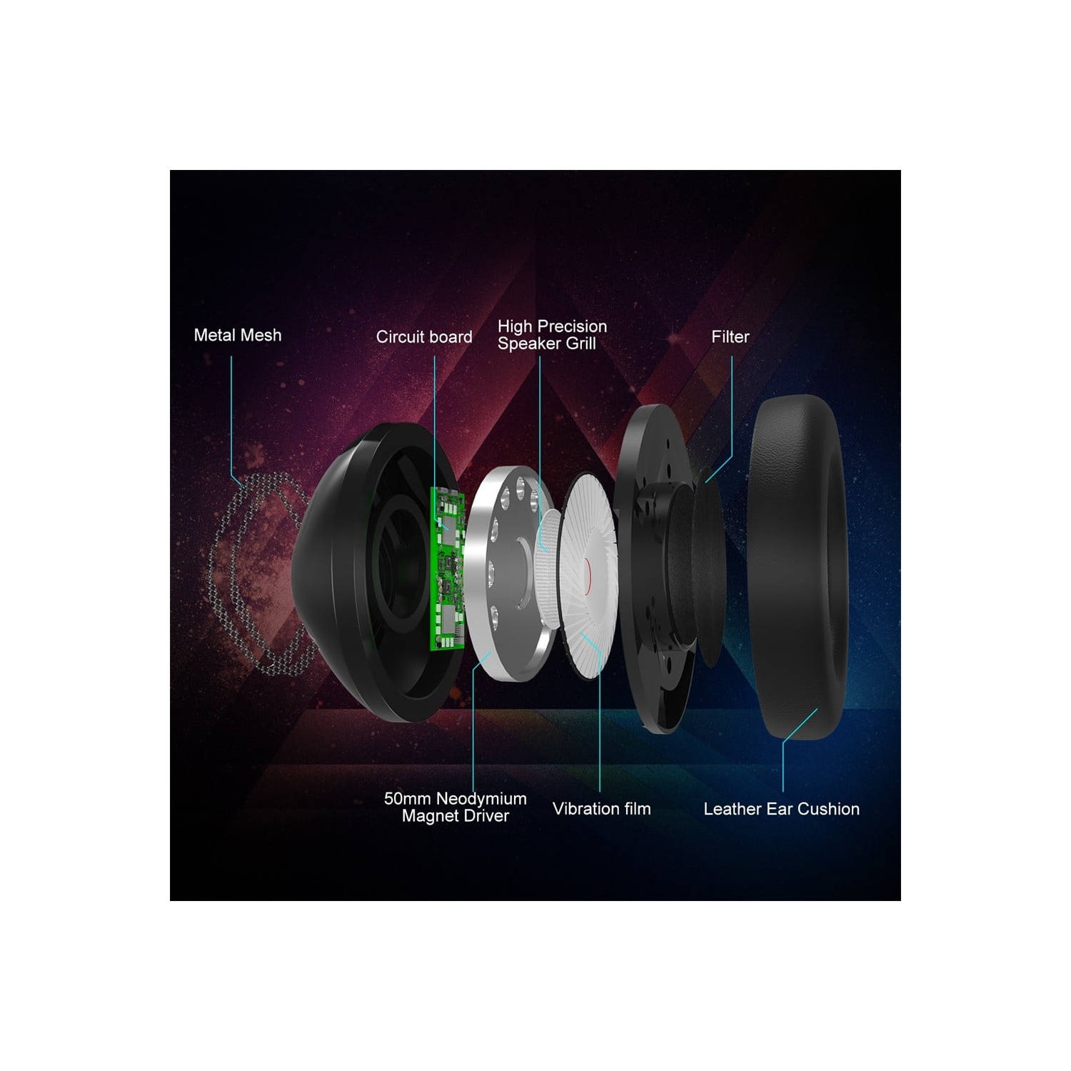 Casque de jeu professionnel, casque d'écoute avec fil LED Lights avec suppression du bruit LED et microphone réglable Excellente qualité sonore