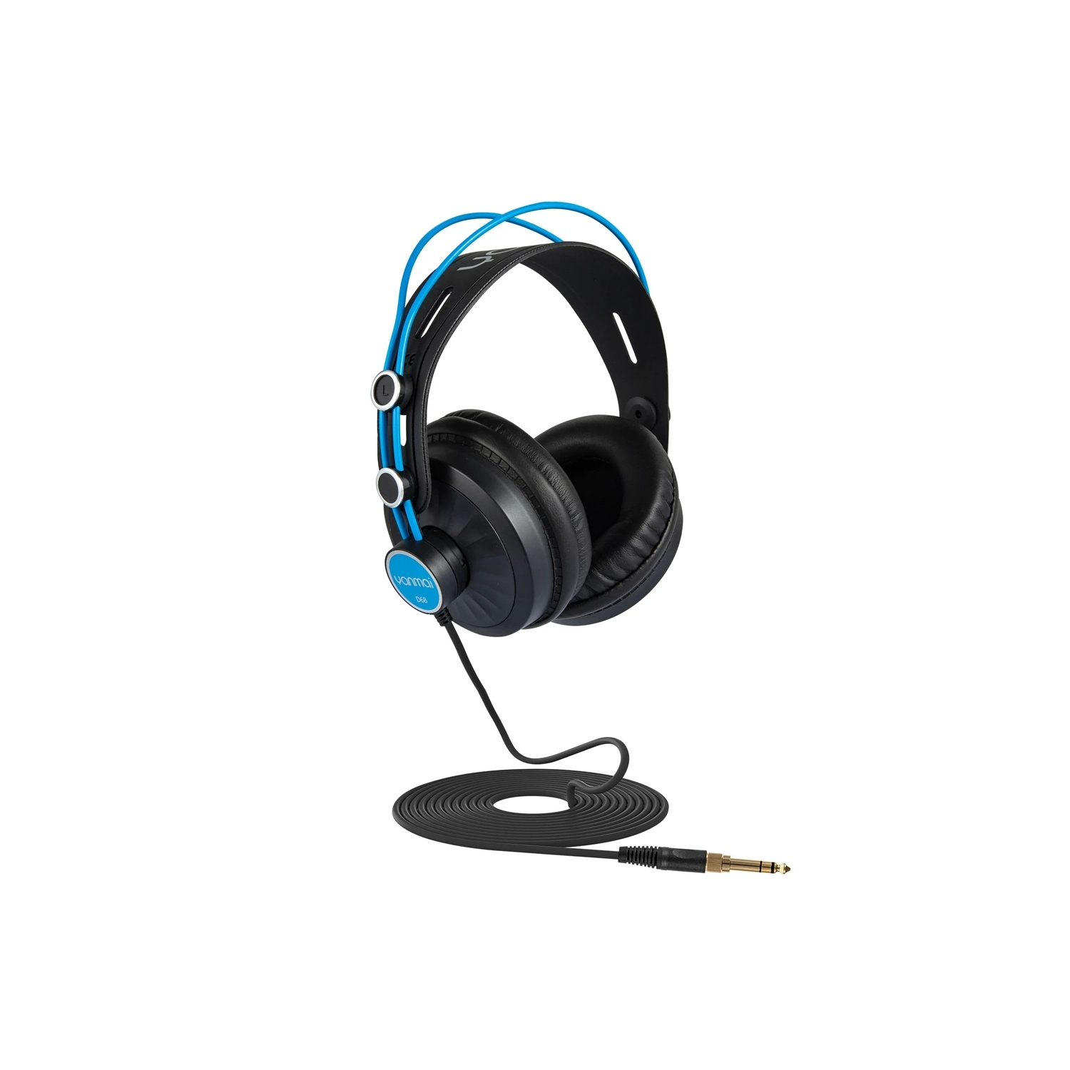 Studio Headphones, Adjustable Headband, Studio Monitor Headphones 3.5mm, 6.35mm, Over-ear Recording Headphones for Studio, Piano and Guitar (Black-Blue)