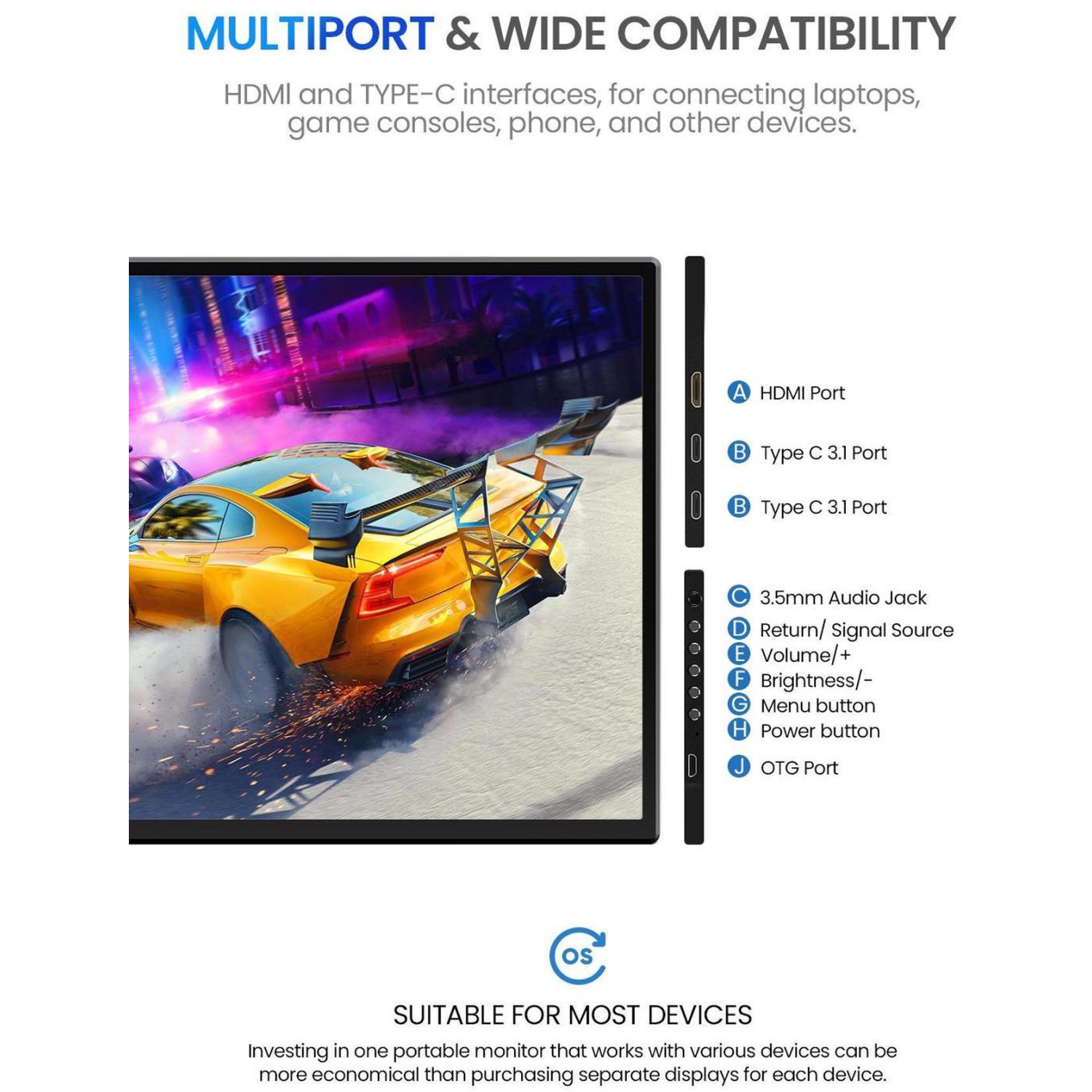 UPERFECT 24.5" 2K QHD 165Hz FreeSync IPS HDR Gaming Portable Monitor with USB-C, HDMI, VESA Mount & 180° Adjustable Stand Perfect for Laptops,