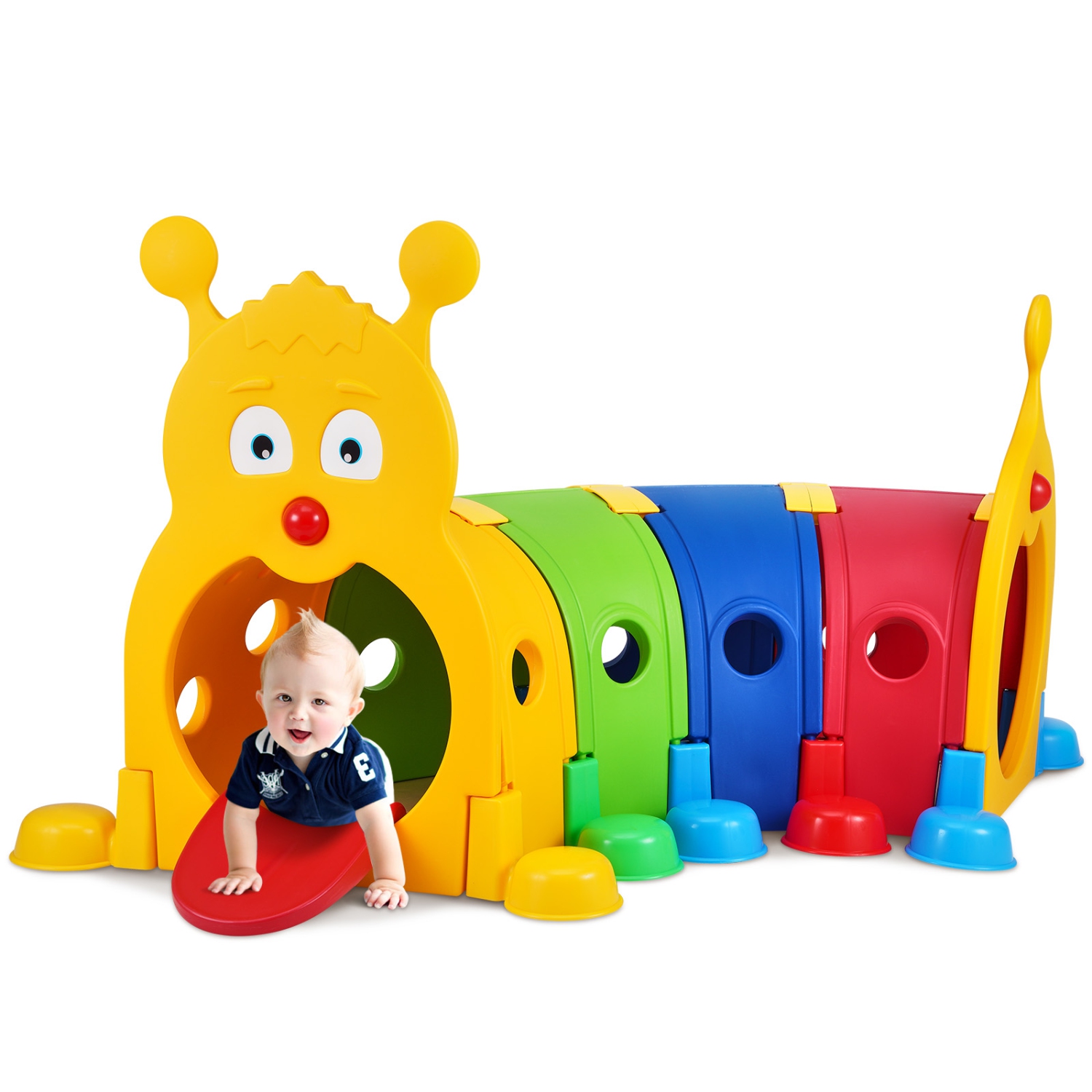 Tunnel Caterpillar de VEVOR pour enfants, escalade et ramper à l'intérieur, équipement de jeu pour tout-petits, garçons, filles, bébés 3-6, 4