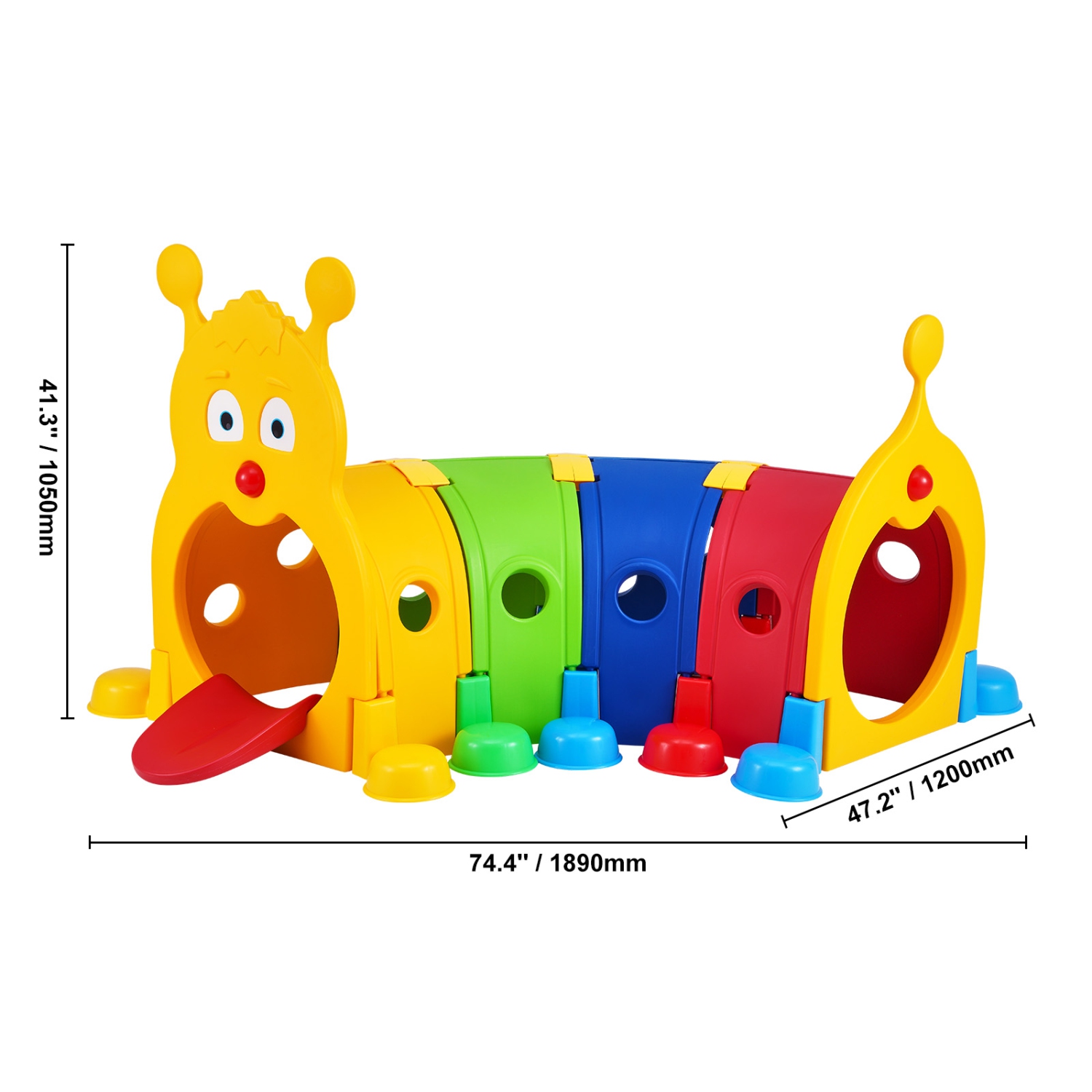 Tunnel Caterpillar de VEVOR pour enfants, escalade et ramper à l'intérieur, équipement de jeu pour tout-petits, garçons, filles, bébés 3-6, 4