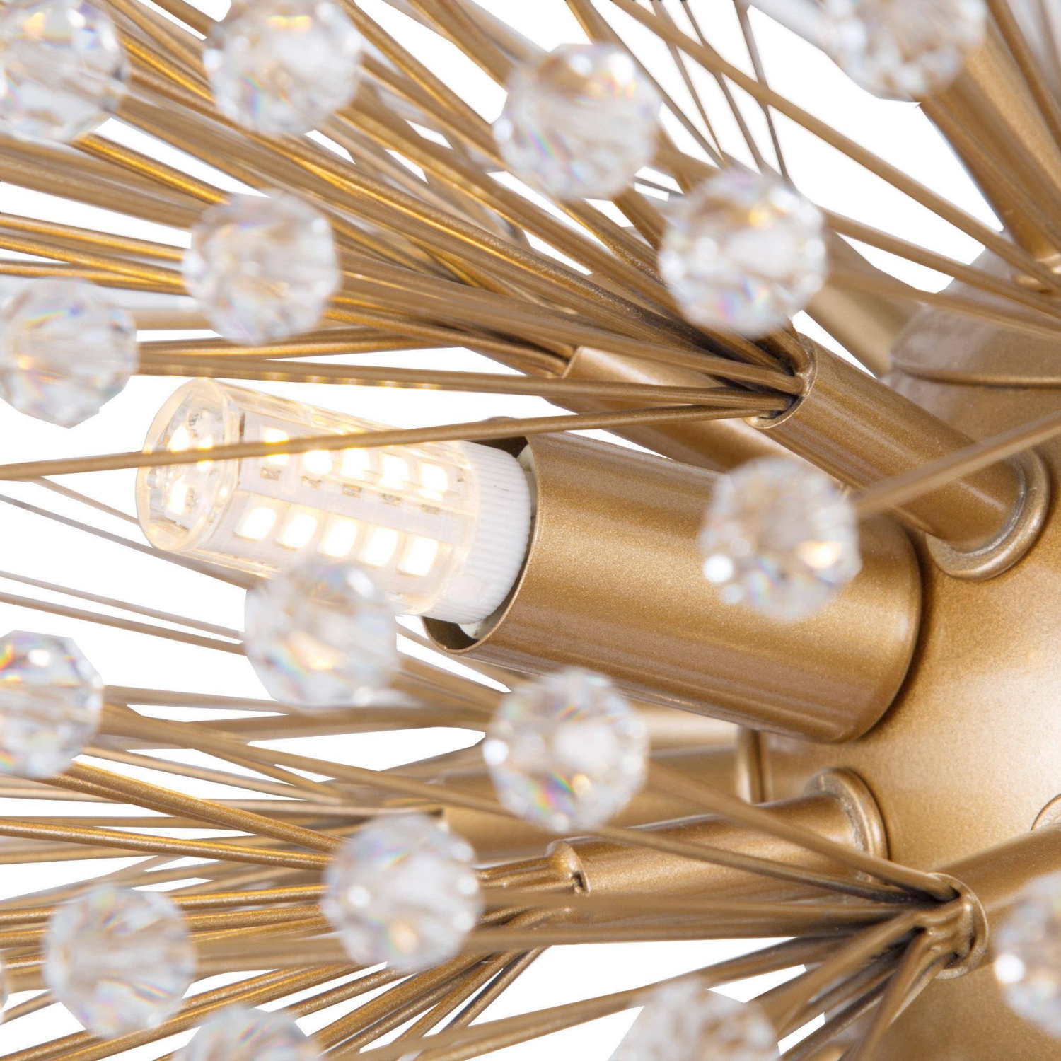 6-light gold globe chandelier with crystal beads