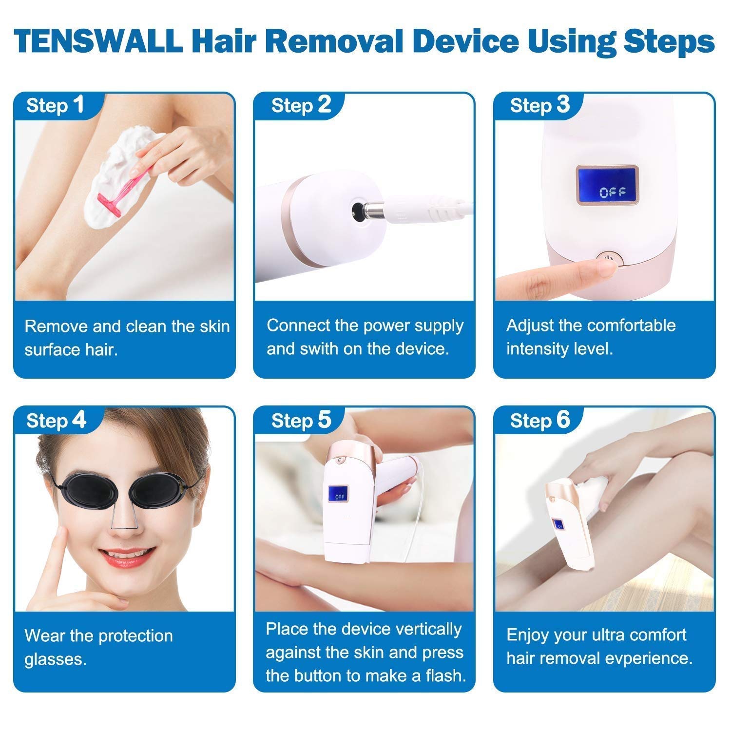 Hair Removal System for Women 300,000 Flashes Permanent and Painless Laser Hair Remover Device Facial Leg Hand Body Home