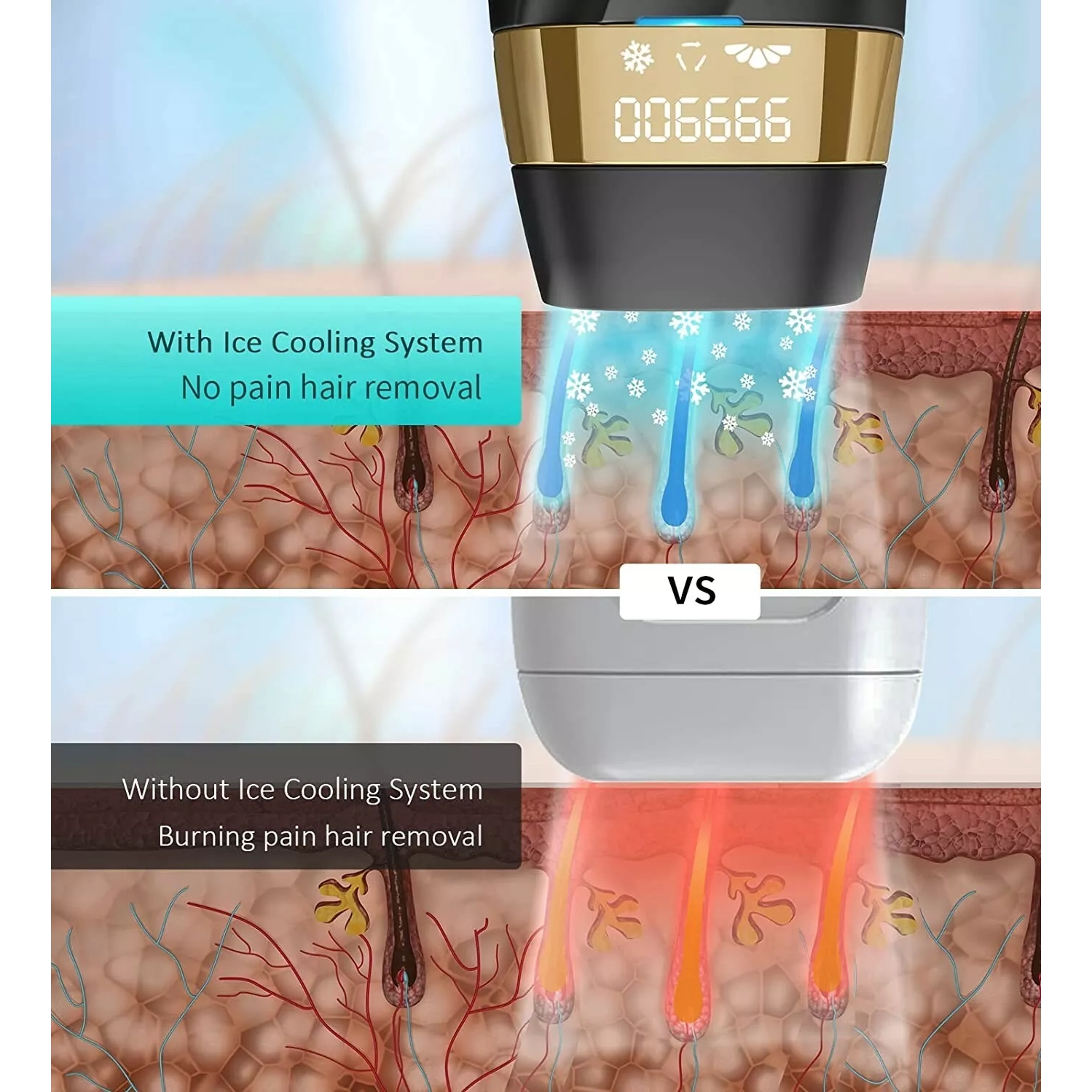 Photon freezing point hair removal device household electric handheld strong pulse hair removal device whole body armpit ice feeling painless