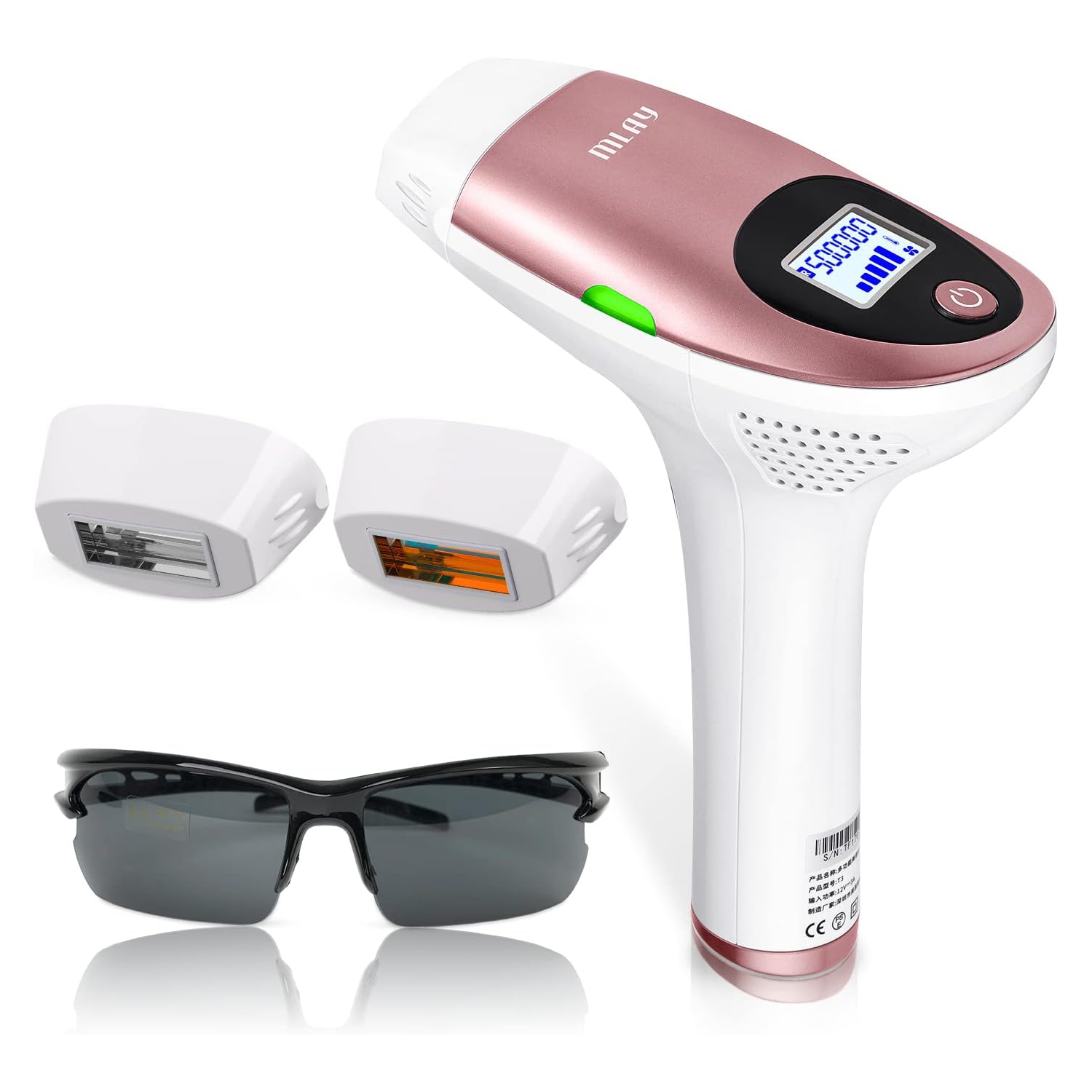 Permanent hair removal, painless laser hair removal device for home use, for female and male face, upper lip, chin, bikini, legs and body