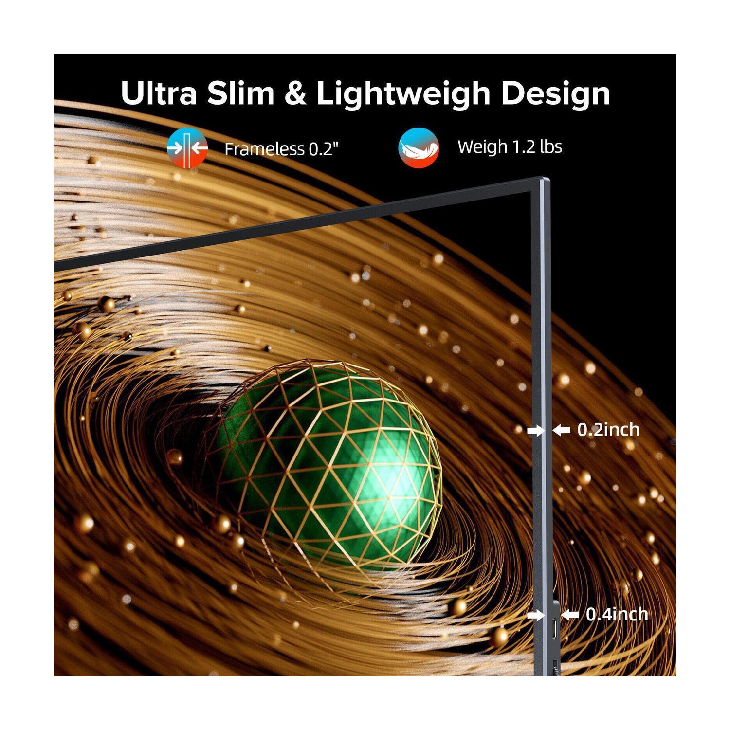 UPERFECT Portable Monitor 16.1" 2K 144Hz Gaming Monitor 1440P 100% sRGB Screen with VESA For PS Xbox