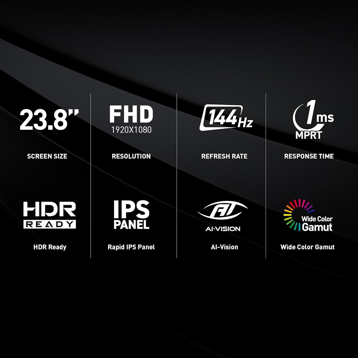 Moniteur de jeu IPS inclinable de 24 po de MSI, 144&nbsp;Hz, 1920 x 1080, 1&nbsp;ms (MPRT) (G242L E14)