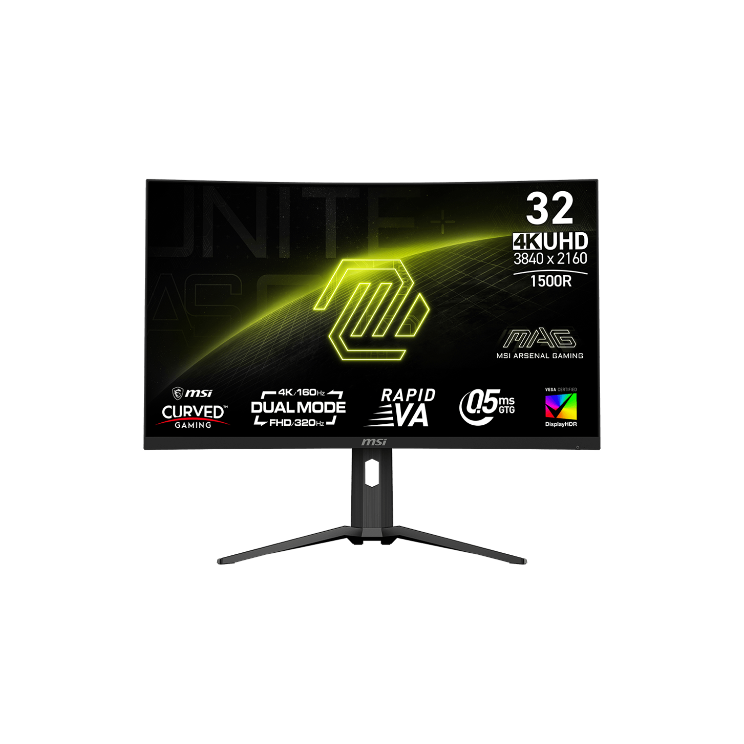 Moniteur de jeu à deux modes 31,5&nbsp;po 3840 x 2160 160&nbsp;Hz UHD/320&nbsp;Hz HD intégrale 0,5&nbsp;ms (gris à gris) incurvé VA rapide HDMI MC