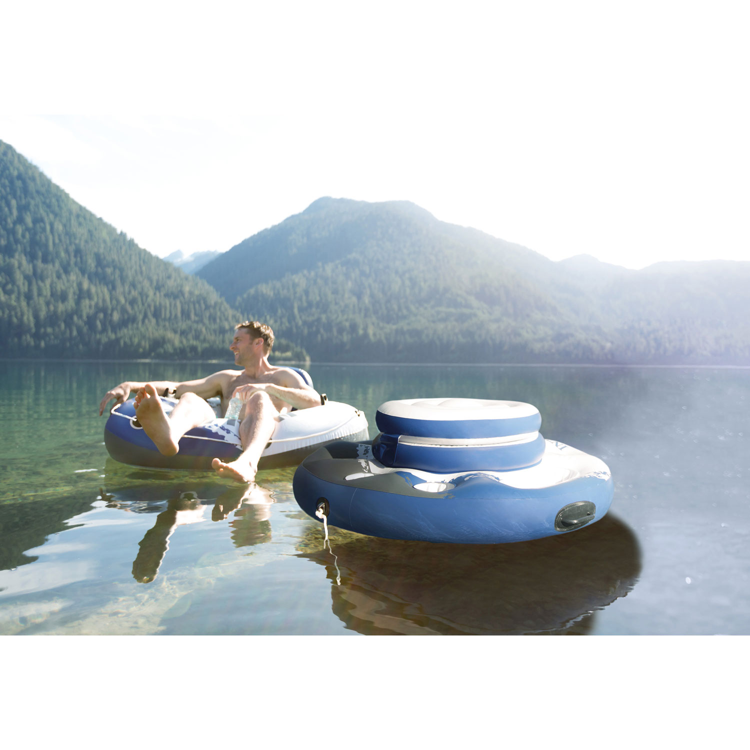 Glacière gonflable flottante Mega Chill d'Intex - Bleu/Gris