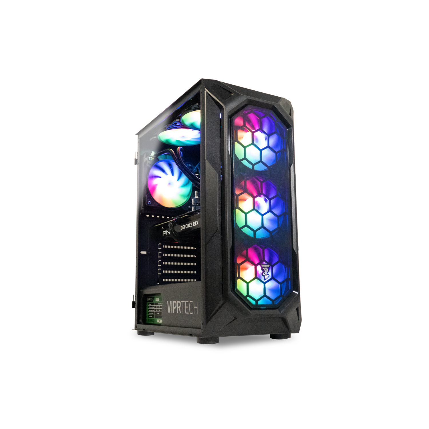 ViprTech Ghost 4.0 Liquid-Cooled PC - AMD Ryzen 7, RTX 5060 Ti 8GB, 16GB DDR4, 1TB SSD, VR-Ready, Streaming, Win 11, Gaming Desktop Computer Black