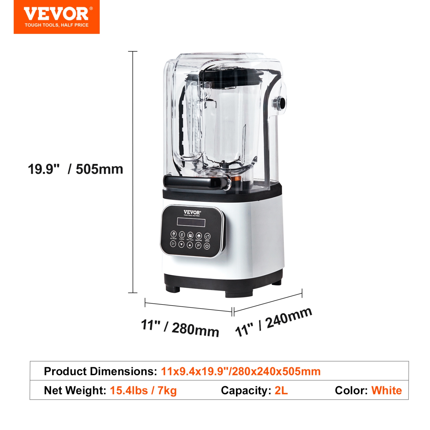 VEVOR 68 oz Blender with Shield, Countertop Blenders, Plastic Jar Blender Combo, Stainless Steel 9 Speed & 5 Functions Blender, for Shakes,