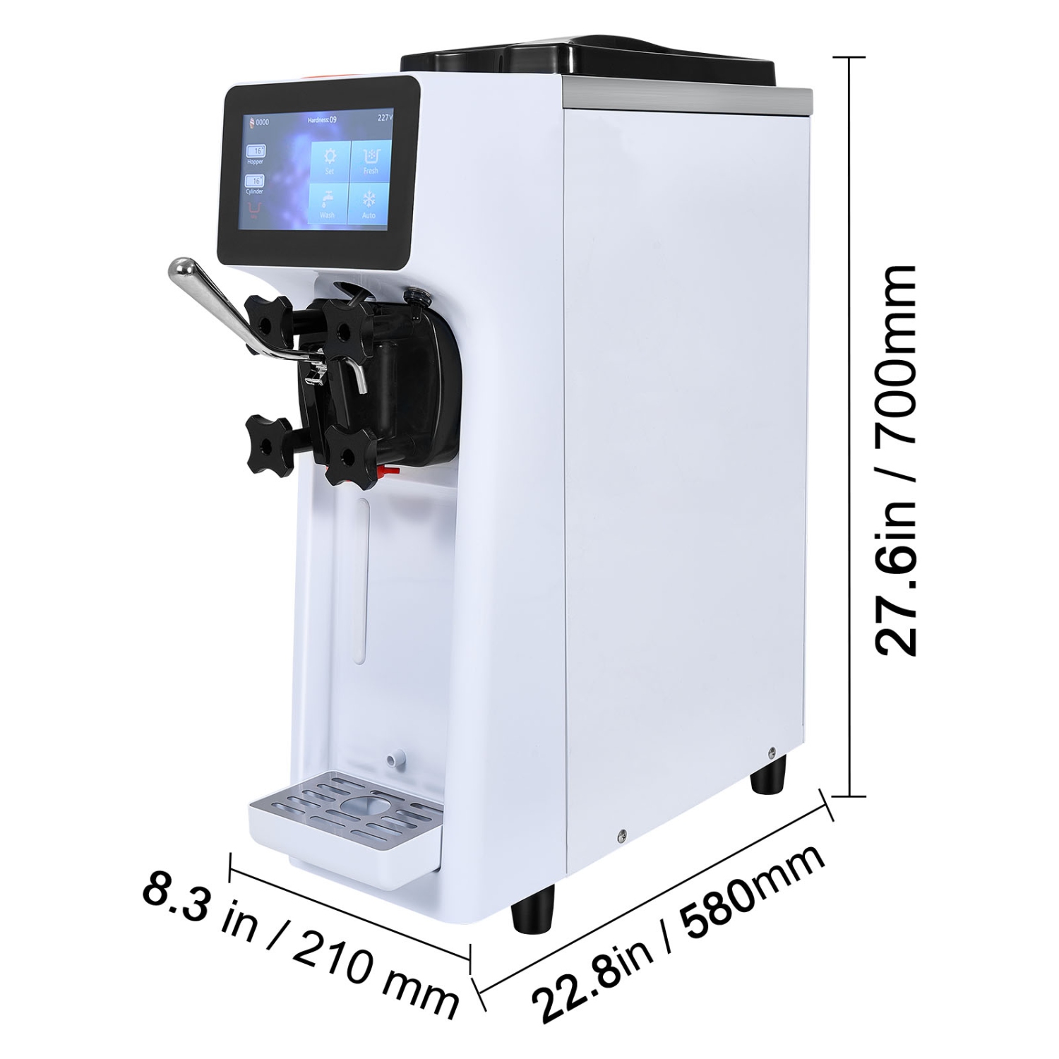 VEVOR 1000W Ice Cream Machine, 10.6 QT/H Yield, Flavor Countertop Serve Ice Cream Maker, 4L Hopper 1.6L Cylinder, Touch Screen Auto Clean