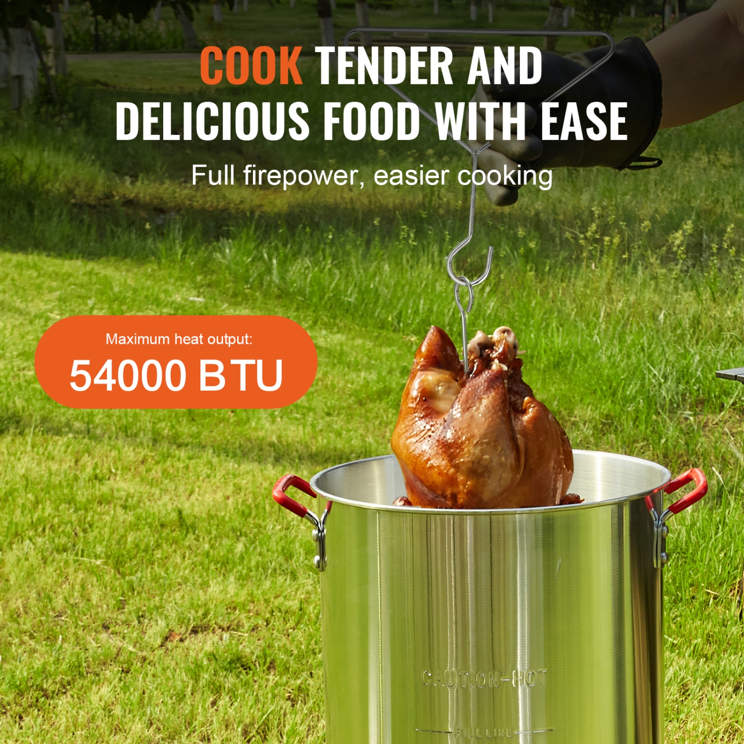 VEVOR 30-qt Turkey Deep Fryer, Turkey Fryer Boiler Steamer Cooker Set, Outdoor Aluminum Frying Pot, 54,000 BTU Burner Propane Gas Boiler, Includes