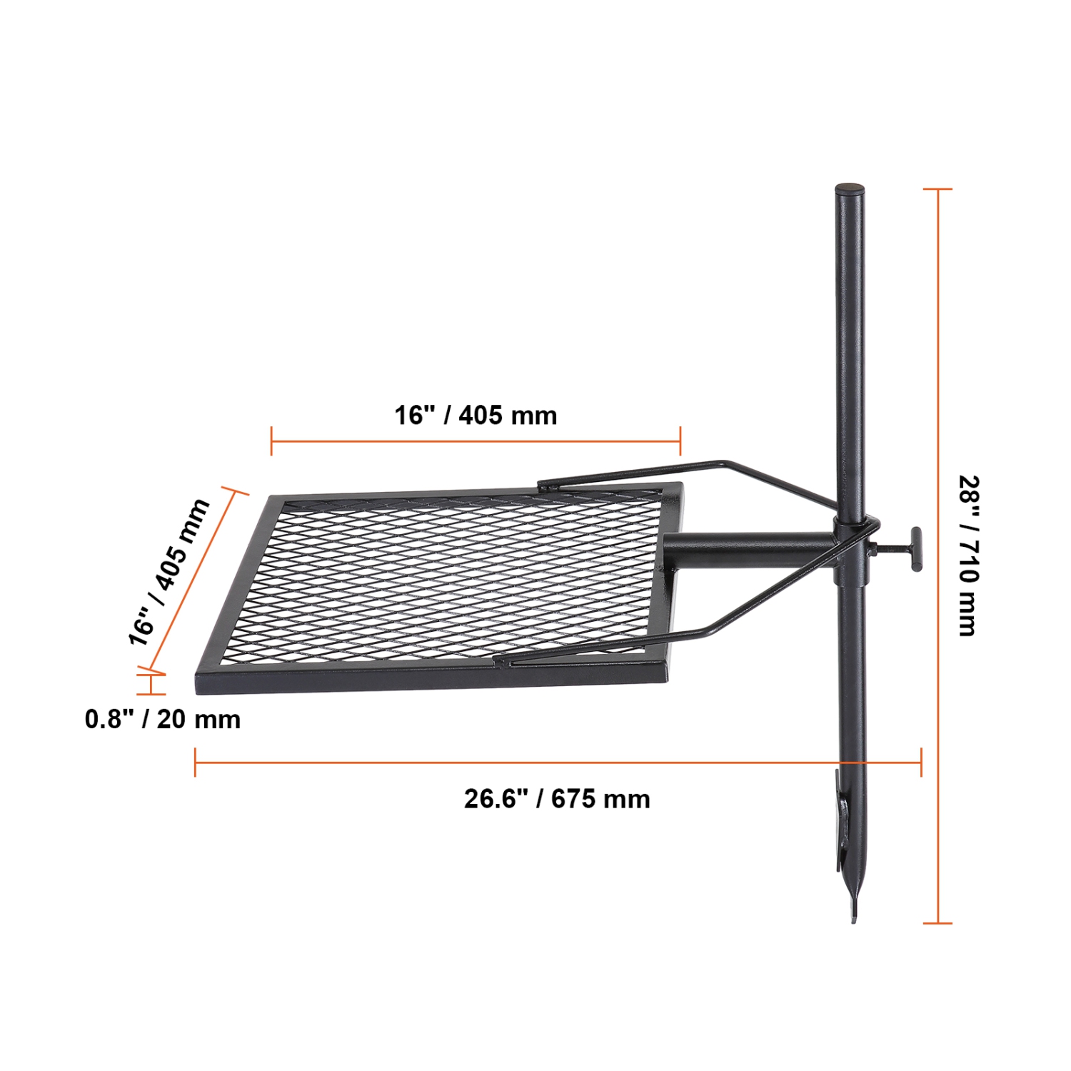 VEVOR Swivel Campfire Grill, Fire Pit Grill Grate over Fire Pits, Heavy Duty Steel Grill Grates, 360° Adjustable Open Fire Outdoor Cooking Equipment,