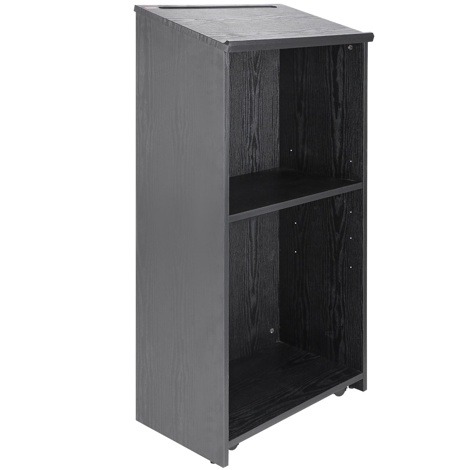 VEVOR 47 in Podium Stand, Hostess Stand with 4 Rolling Wheels, Wood Podium with Storage Shelves, and Slant Desktop, Lecterns & Podiums for Church,