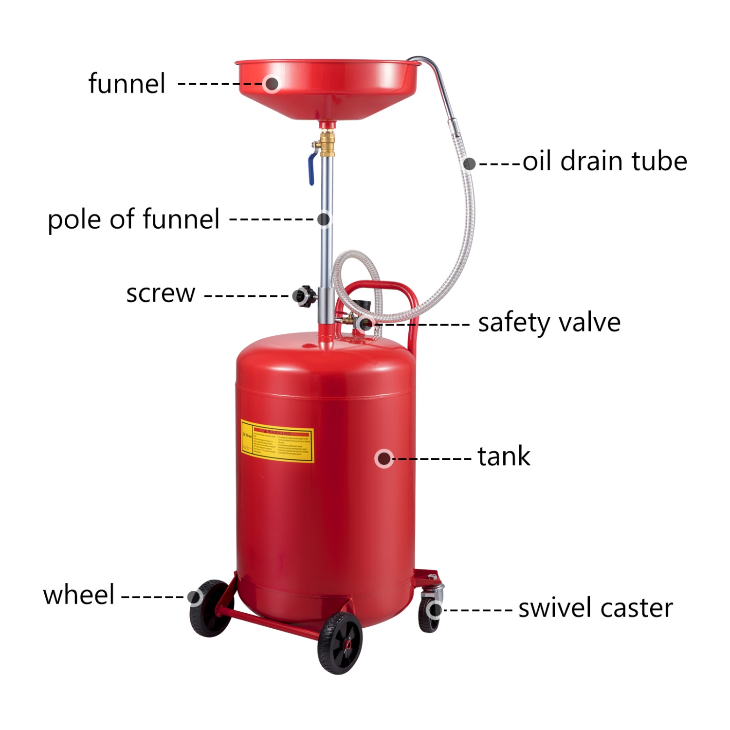 VEVOR Waste Oil Drain Tank 20 Gallon Portable Oil Drain Air Operated Drainer Oil Change, Oil Drain Container, Fluid Fuel Transfer Drainage Adjustable