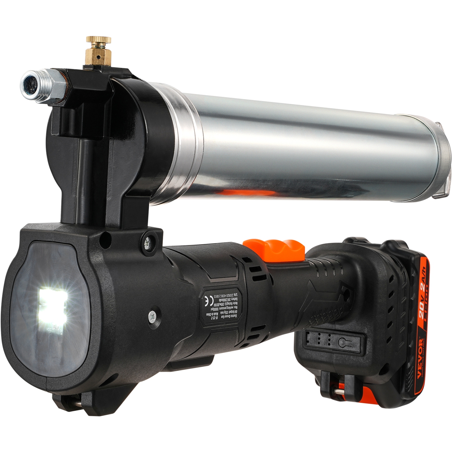 Pistolet graisseur sans fil VEVOR, 20 V, 10&nbsp;000&nbsp;lb/po², long tuyau de 39&nbsp;po, trousse de pistolet graisseur électrique à batterie haute