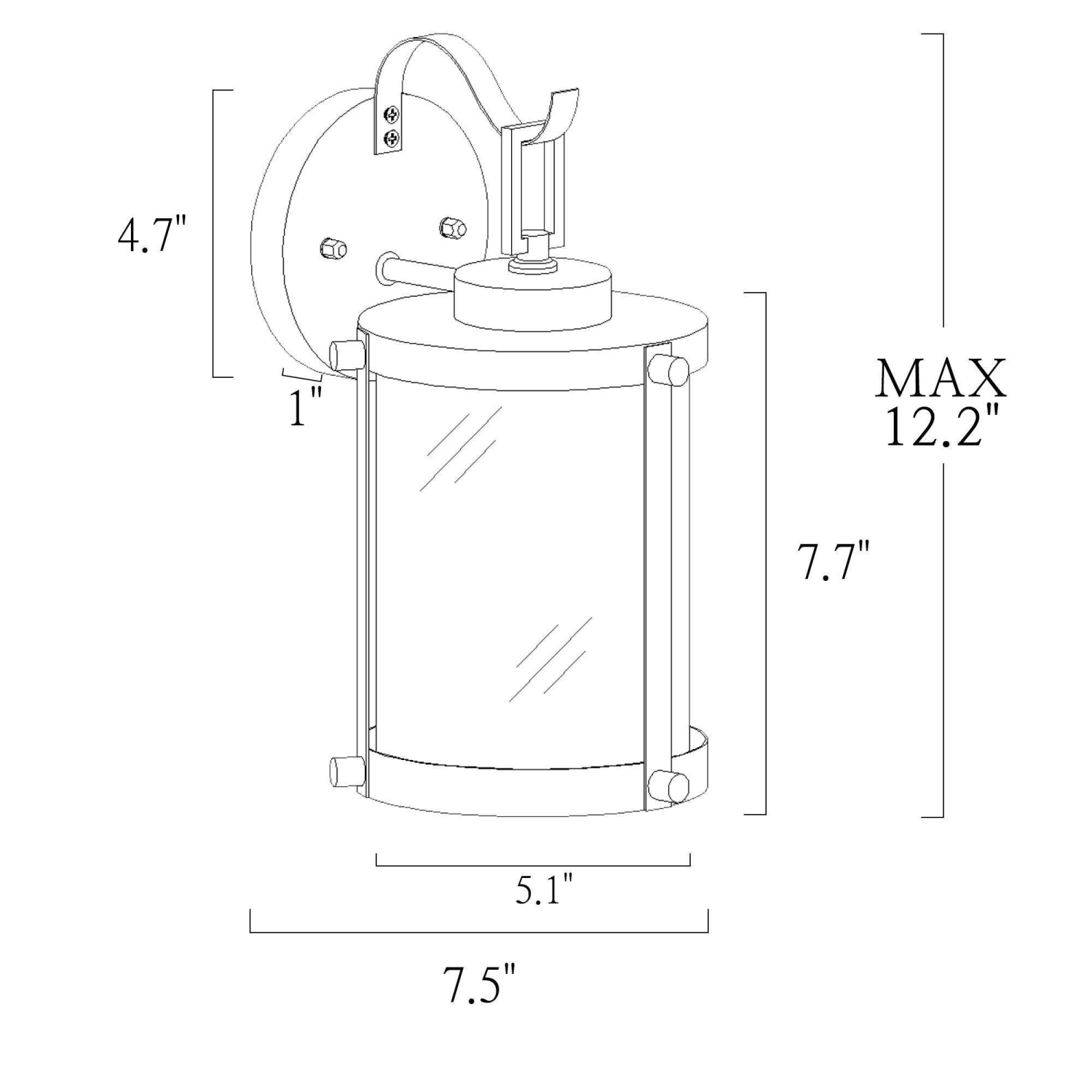 Industrial 1-Light Black Outdoor Wall Light with Seeded Glass Shade
