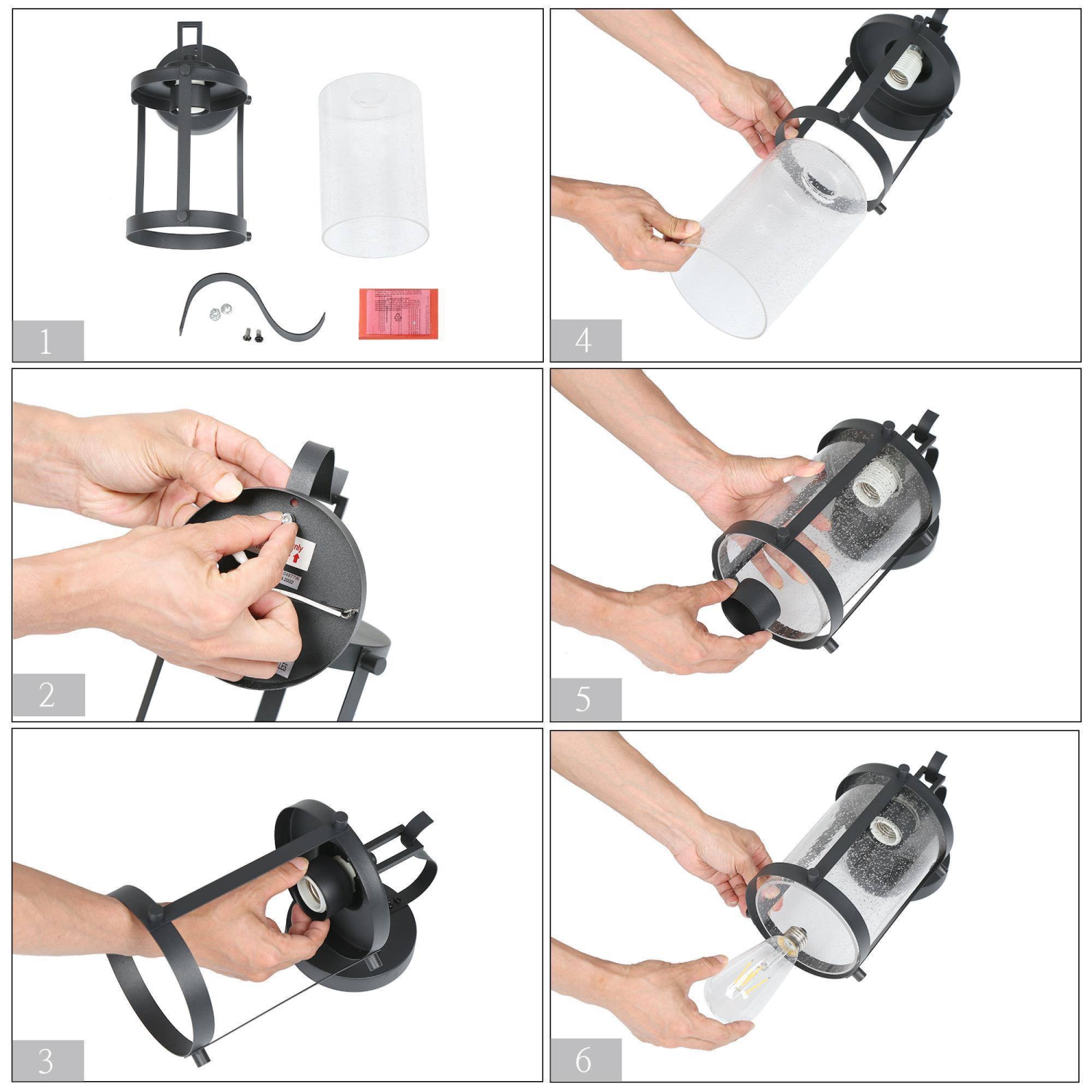 Industrial 1-Light Black Outdoor Wall Light with Seeded Glass Shade