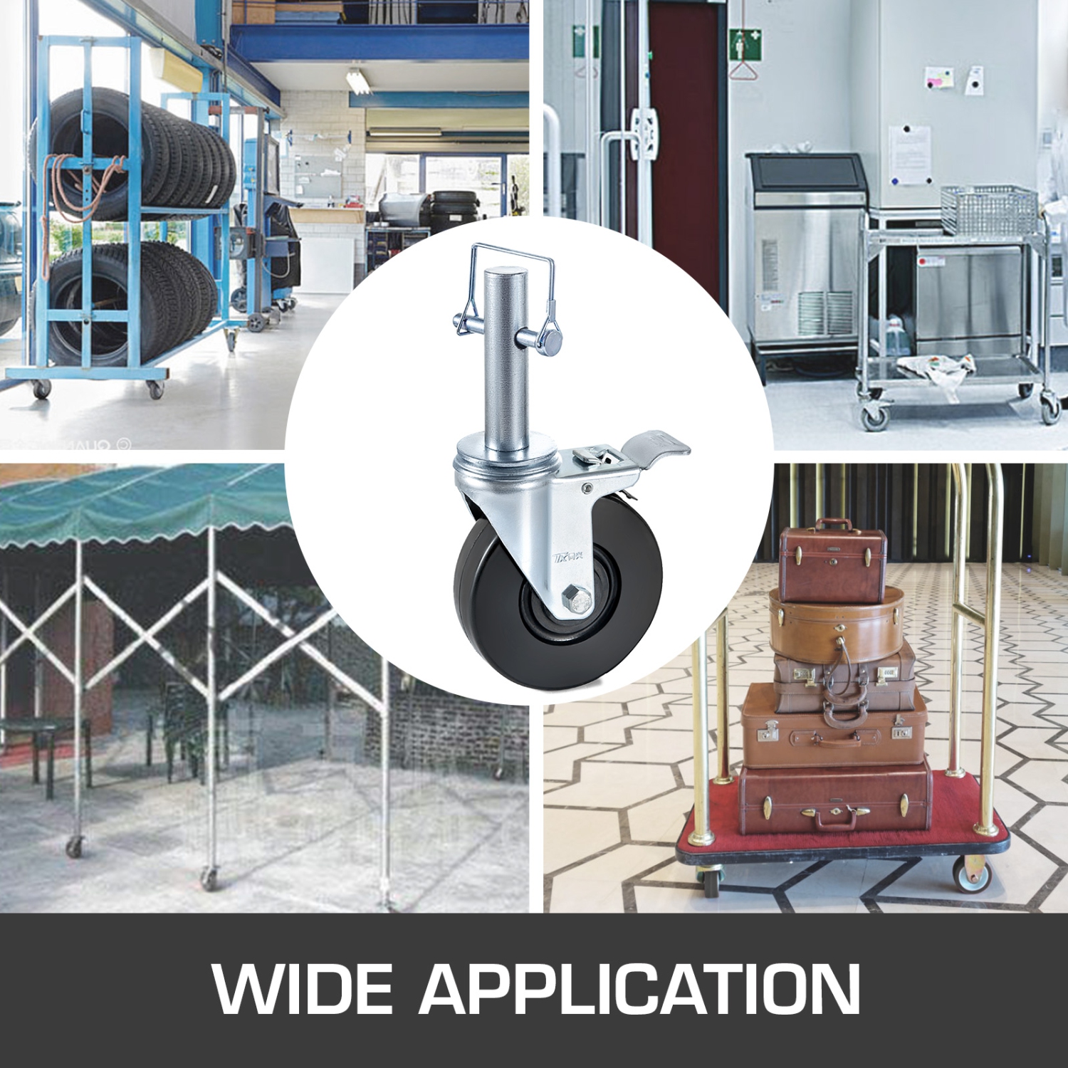 VEVOR 4 Pack 8 Inch Iron Core Polyurethane Swivel Caster With Dual Locking Brake Adjustable Legs 1100LBS Capacity per Wheel