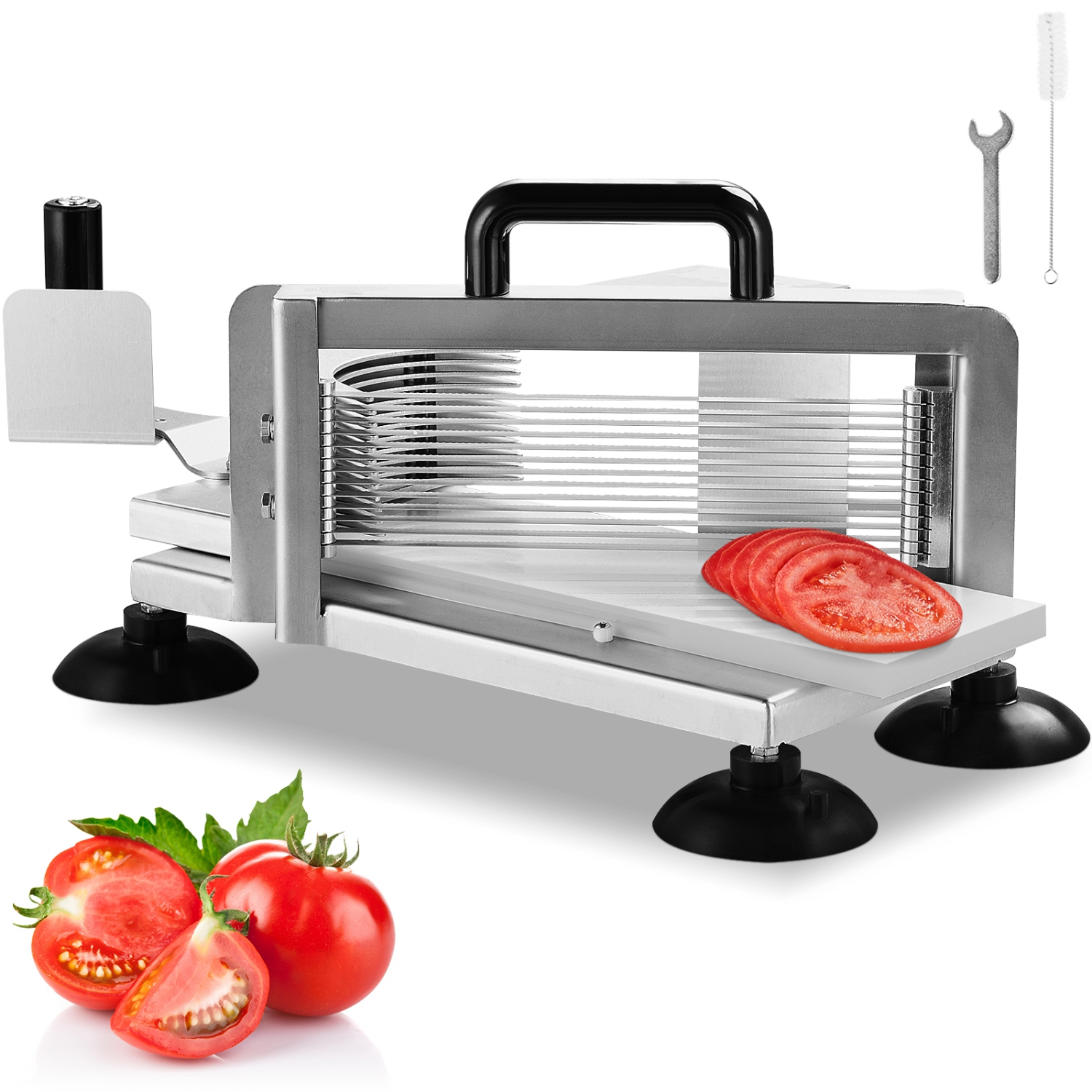 VEVOR 3/16 inch Commercial Tomato Slicer, Tomato Cutter Slicer, Stainless Steel Heavy Duty Tomato Slicer Machine, Manual Tomato Slicer with Non-slip