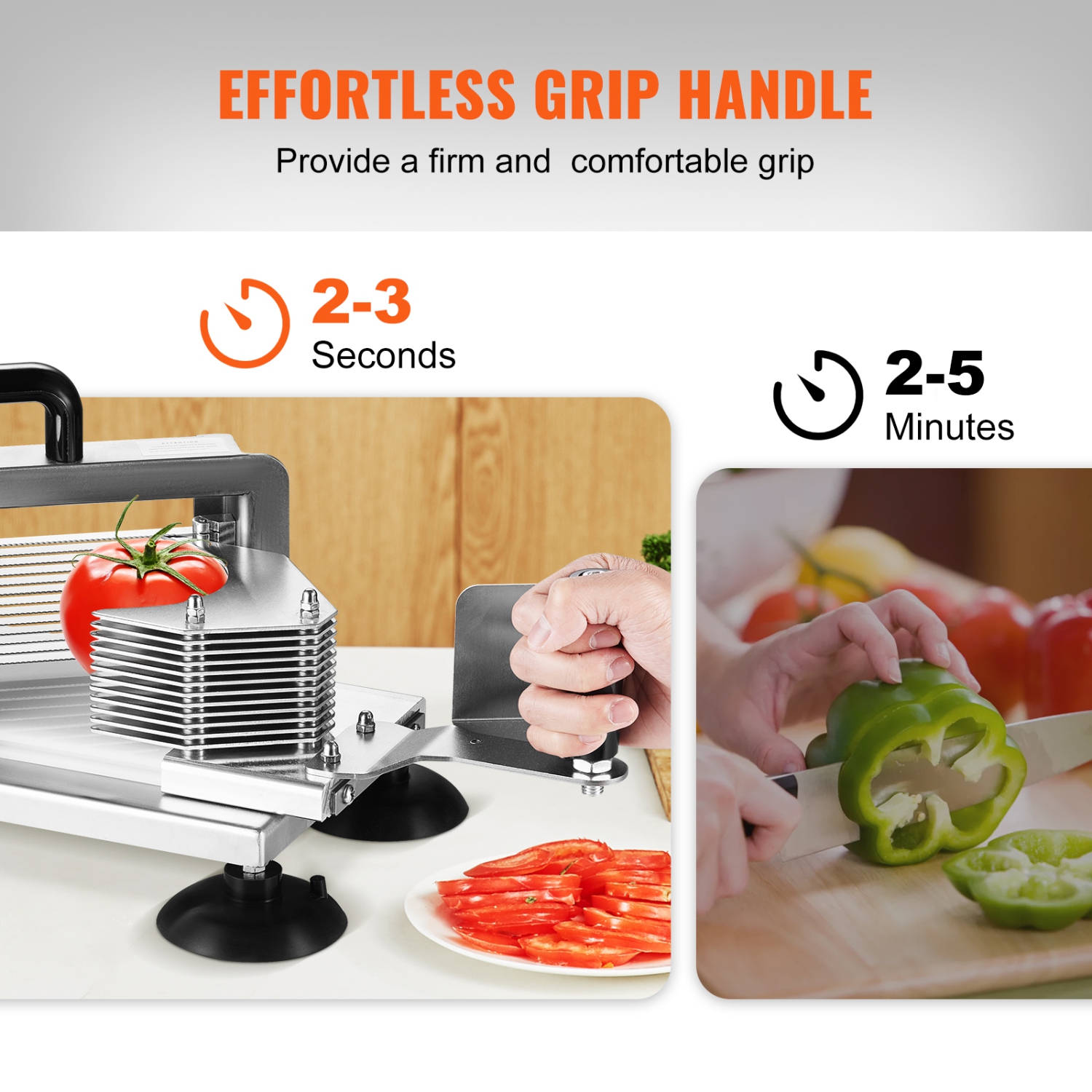 VEVOR 3/16 inch Commercial Tomato Slicer, Tomato Cutter Slicer, Stainless Steel Heavy Duty Tomato Slicer Machine, Manual Tomato Slicer with Non-slip