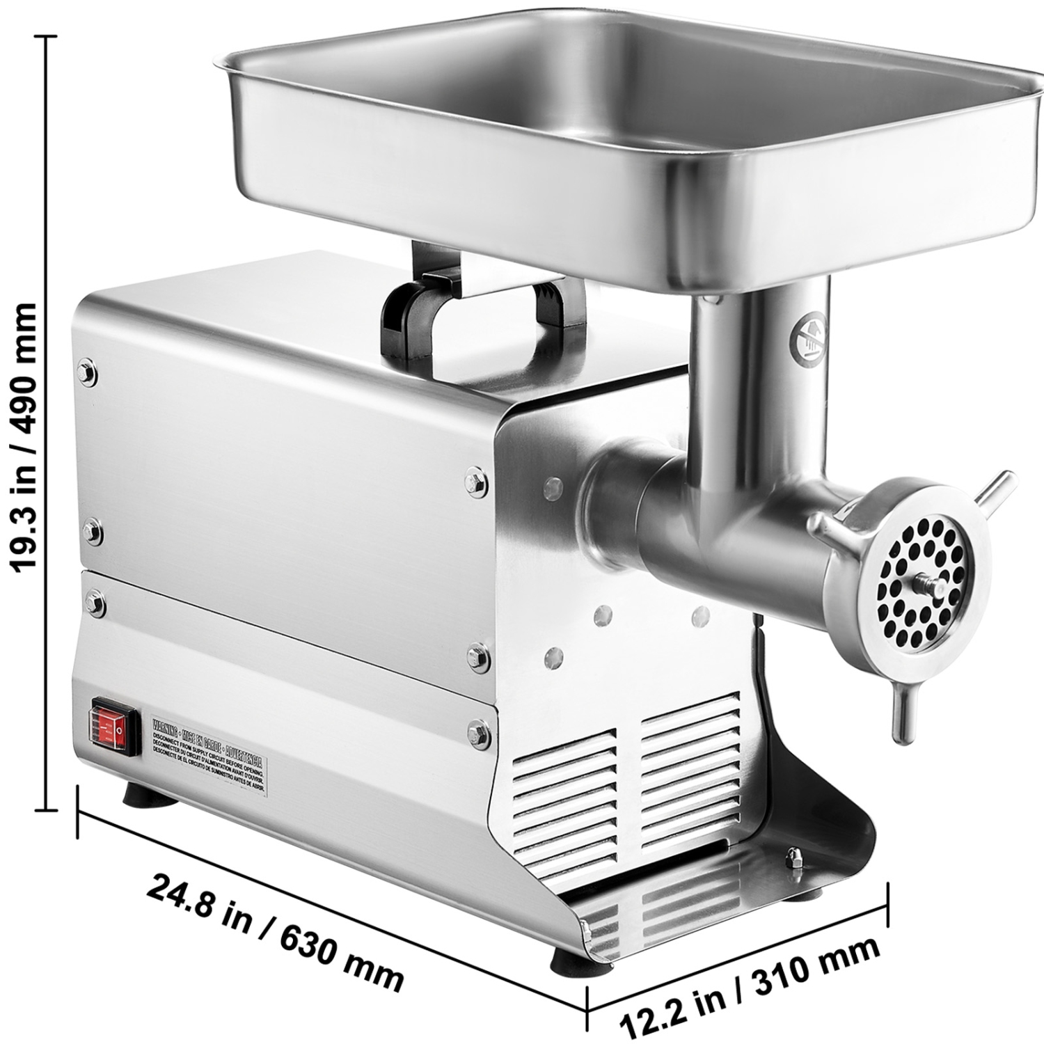 VEVOR Meat Grinder, 13 Lbs/Min Capacity Electric Meat Grinders with Blade, Grinding Plate, Sausage Maker, Stainless Steel Commercial Meat Mincer for