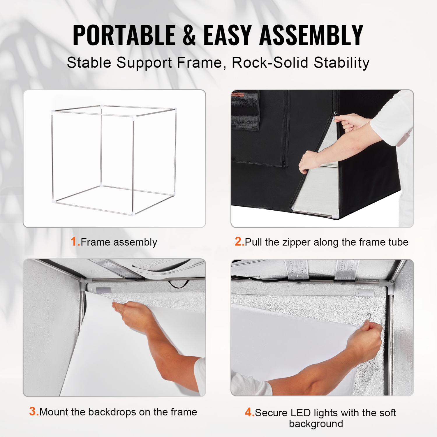 VEVOR 32" x 32" Photo Studio Light Box, 5600K Professional Photo Shooting Tent Kit with 210 LED Lights 5 Backdrops Power Adapter Soft Light Cloth