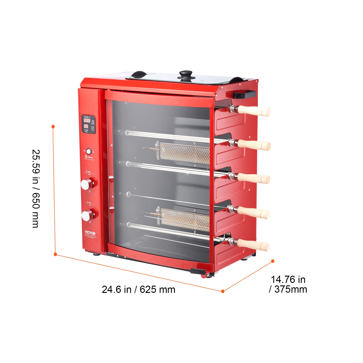 VEVOR 5 Shawarma Grill Machine, Strings of Barbecue Capacity, Chicken Shawarma Cooker Machine,Broiler Gyro Rotisserie Oven Doner Kebab Machine, for