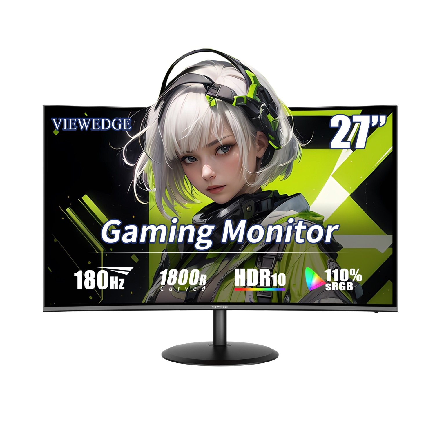 Moniteur de jeu incurvé de 27&nbsp;po, écran VA FHD 1080p d'180&nbsp;Hz, 1&nbsp;ms, FreeSync, HDMI et DisplayPort, haut-parleurs intégrés Expérience