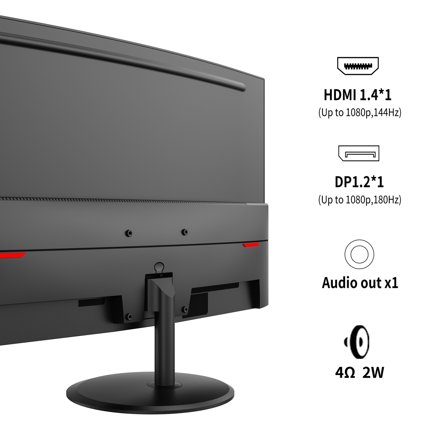 Moniteur de jeu incurvé de 27 po, écran VA FHD 1080p d'180 Hz, 1 ms, FreeSync, HDMI et DisplayPort, haut-parleurs intégrés Expérience
