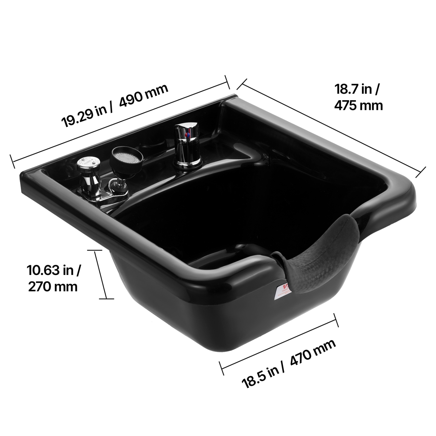 VEVOR Shampoo Bowl, ABS Plastic Shampoo Sink for Salons and Home, Easy to Clean and Install Salon Shampoo Bowls, Shampoo Sink for Spa Center,