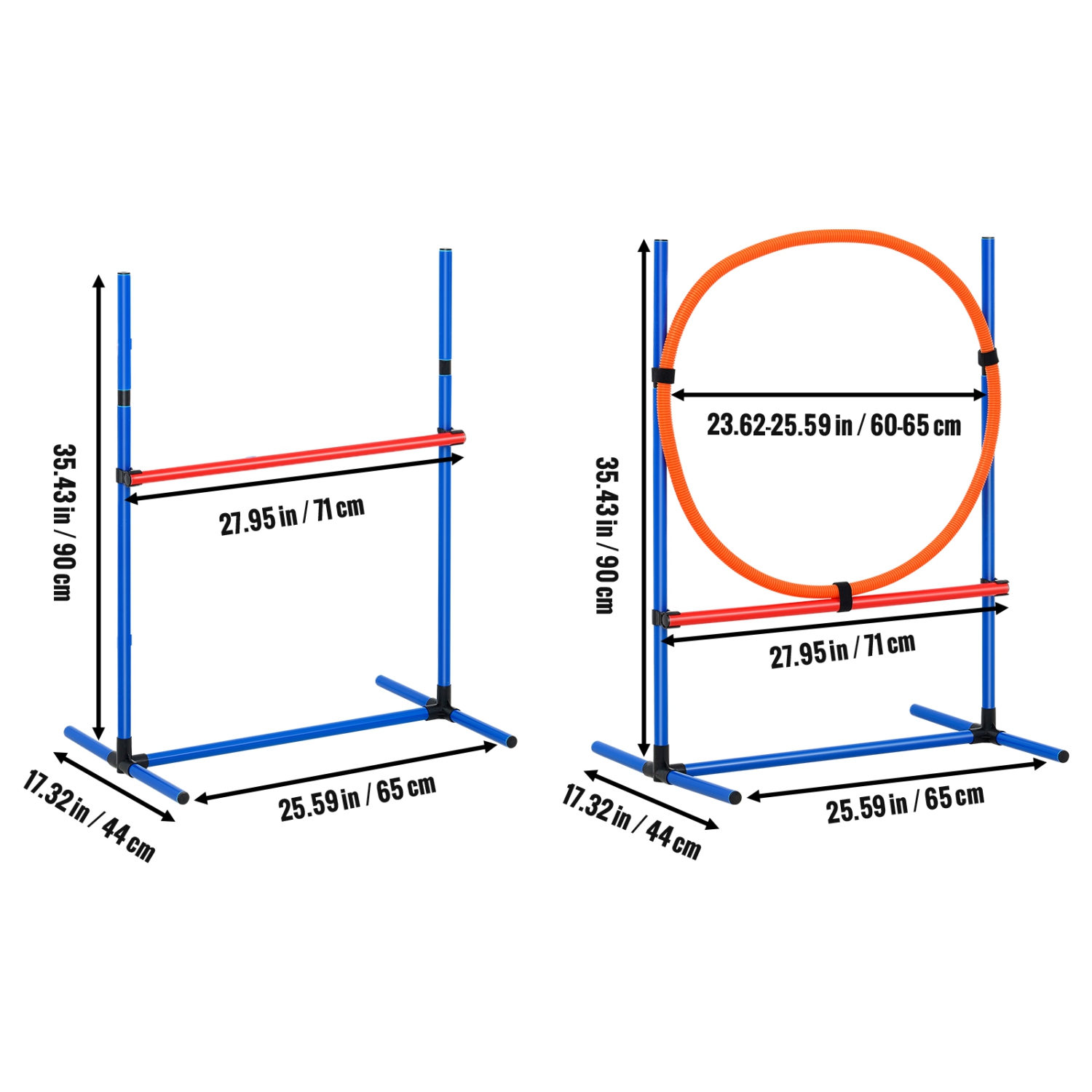 VEVOR 4 Dog Agility Training Equipment,PCS Set - Adjustable High Hurdles and Jump Ring, Puppy Obstacle Course Jump Starter Kit with Poles Storage Bag